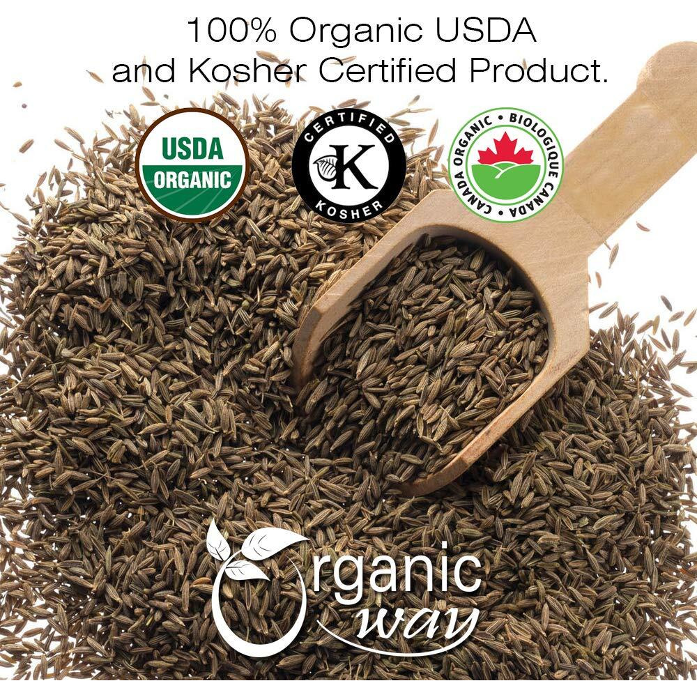 Organic Way Premium Cumin/Jeera Seeds Whole (Cuminum Cyminum) - Adds Flavour & Aroma | Organic & Kosher Certified | Raw, Vegan, Non Gmo & Gluten Free | Usda Certified | Origin - India (1 Lbs)