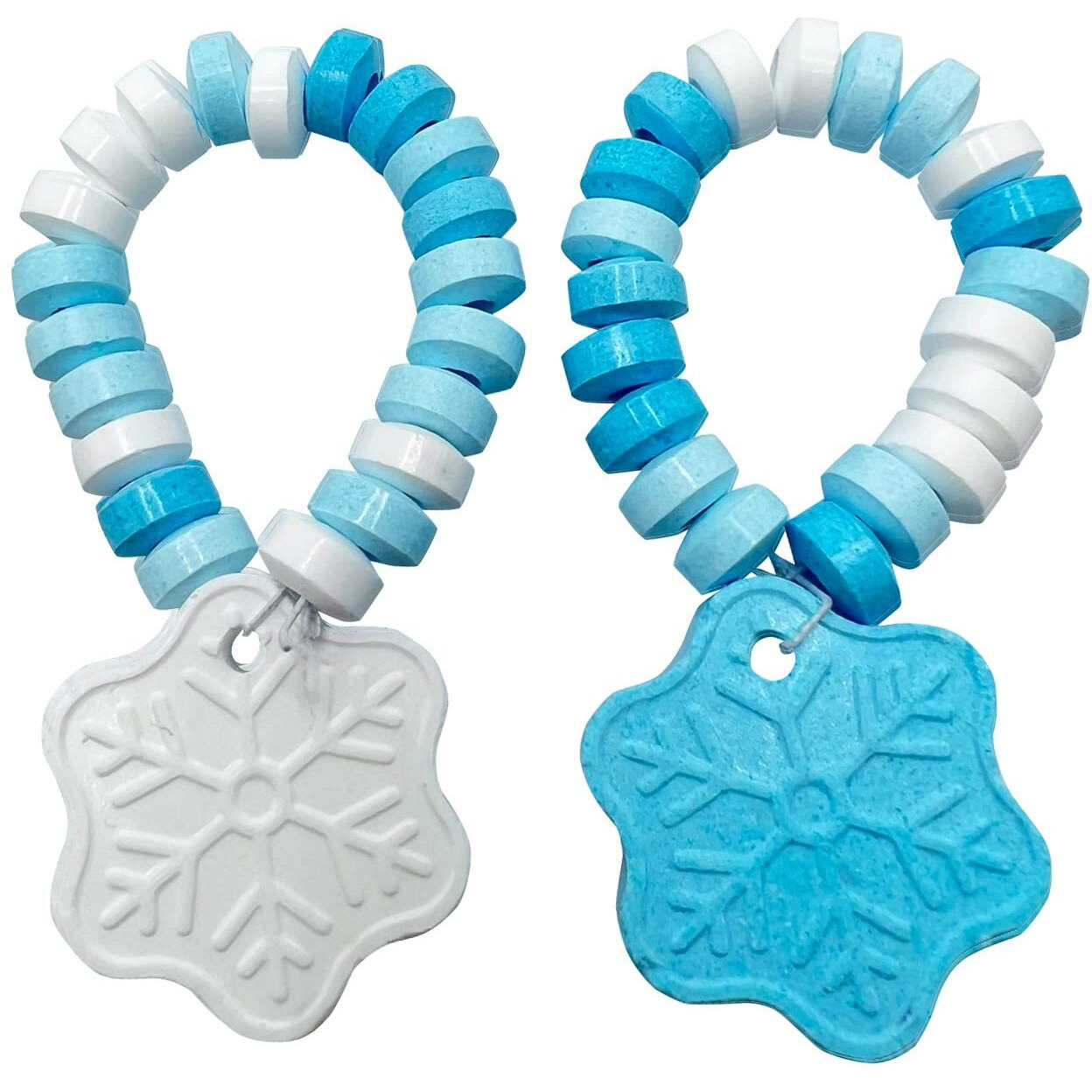 Snowflake Candy Bracelets (24 Pieces) Winter Candy Individually Wrapped - Snow Flake Shaped Blue And White - Great For Frozen Party Favors, Pinatas, Kids Birthday Favor Bags, Holiday Stocking Stuffers