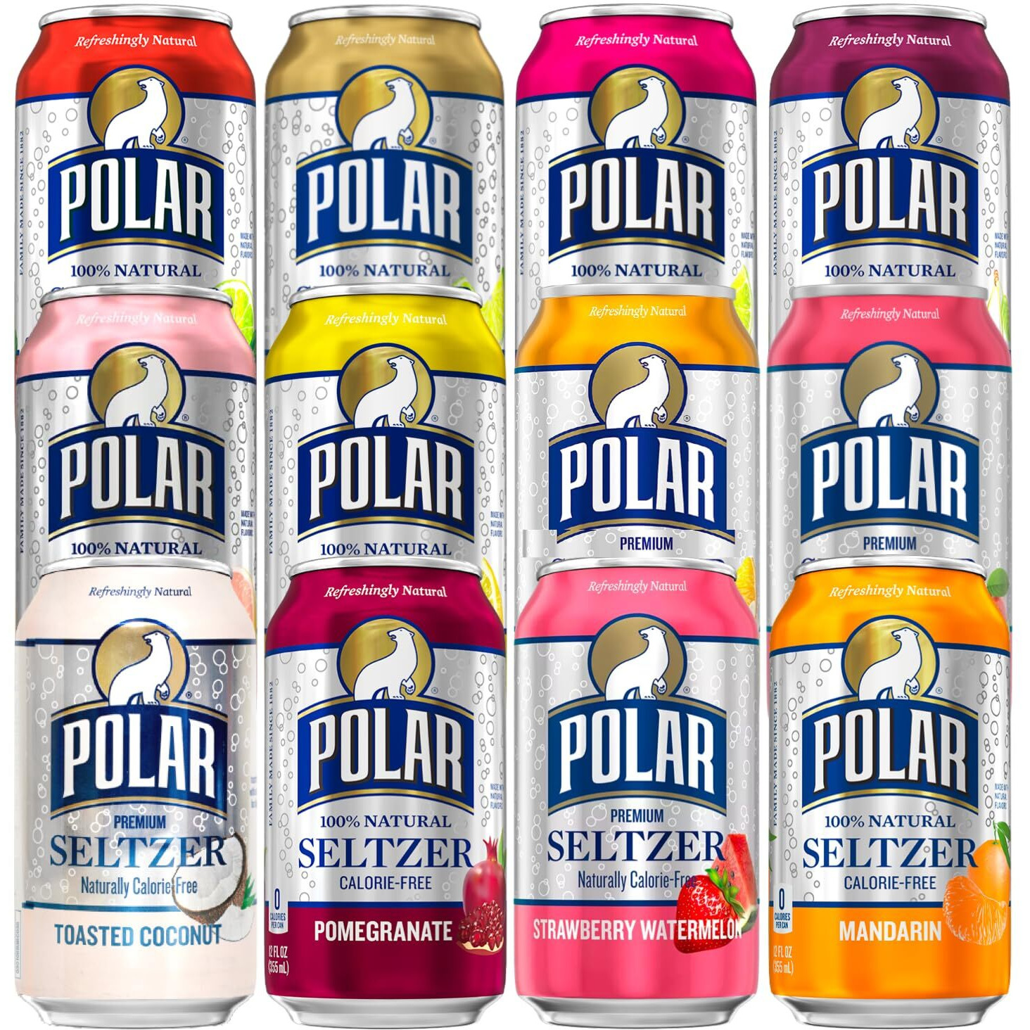 Polar Seltzer Water, 12 Flavor Assorted, 12 Fl Oz Cans, 12 Pack - By Lastfuel.