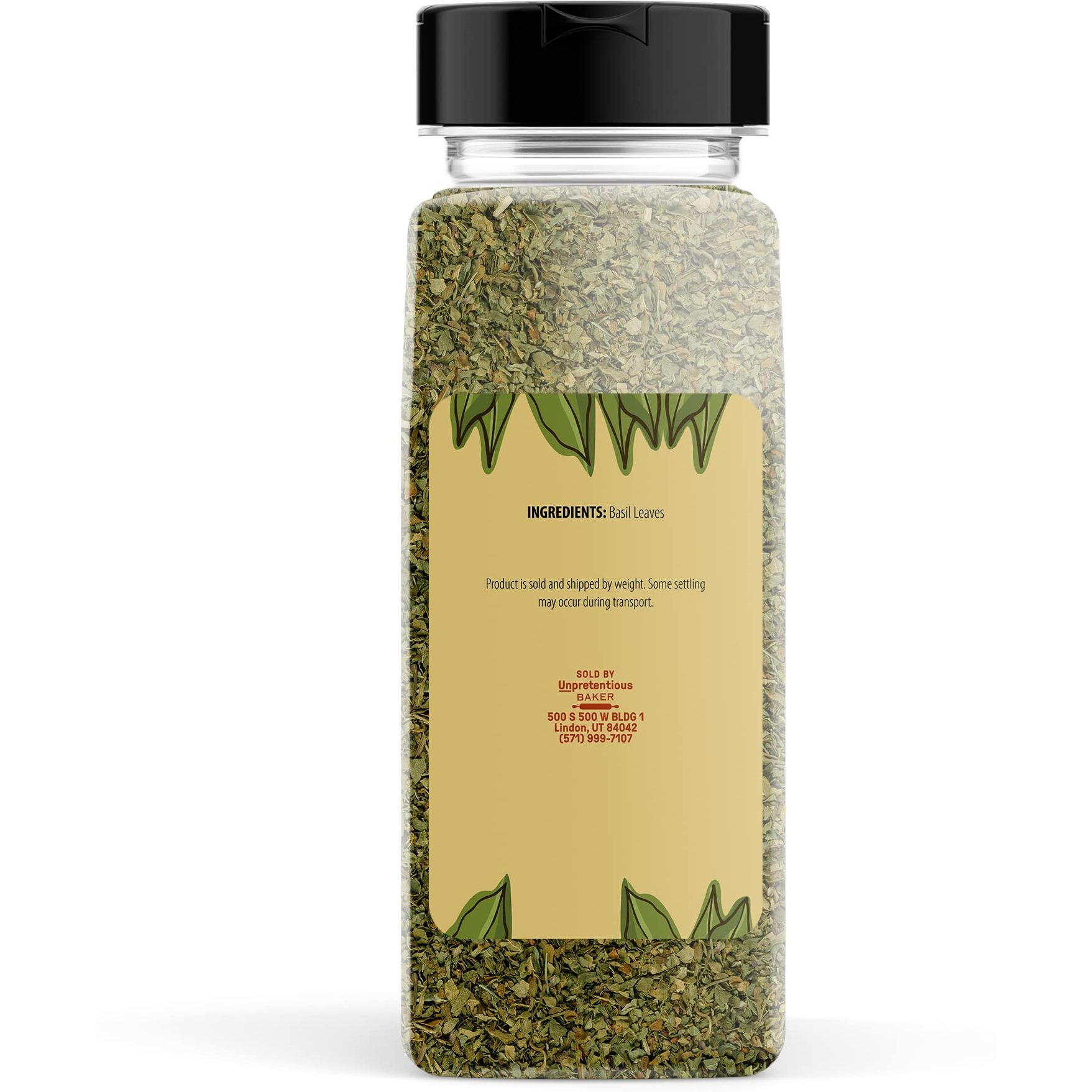 Unpretentious Basil Leaves, 6.4 Oz, Cut & Sifted, Sweet Flavor, Sauces & Soups