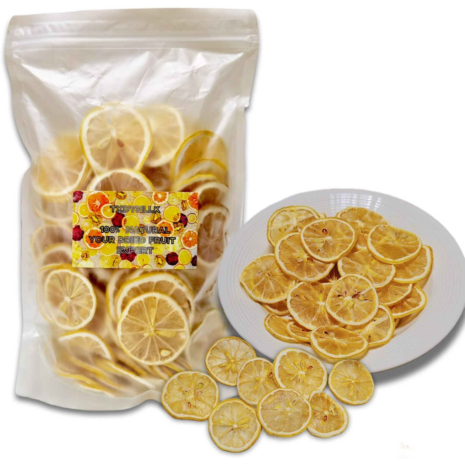 Txdynllk Dried Lemon Slices - Perfect For Fruit Tea, Cocktails, And Baking - Sweet Wheels For Garnish, No Added Sugar, Bursting With Zesty Flavor - Premium Quality Lemon Delight 3.53Oz(100G)