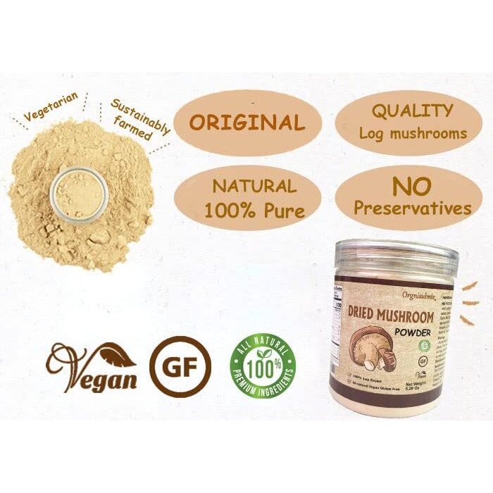 Orgnisulmte Dried Shiitake Mushrooms Powder No Additive All Natural Vegan And Gluten-Free 5.29 Oz(150G)