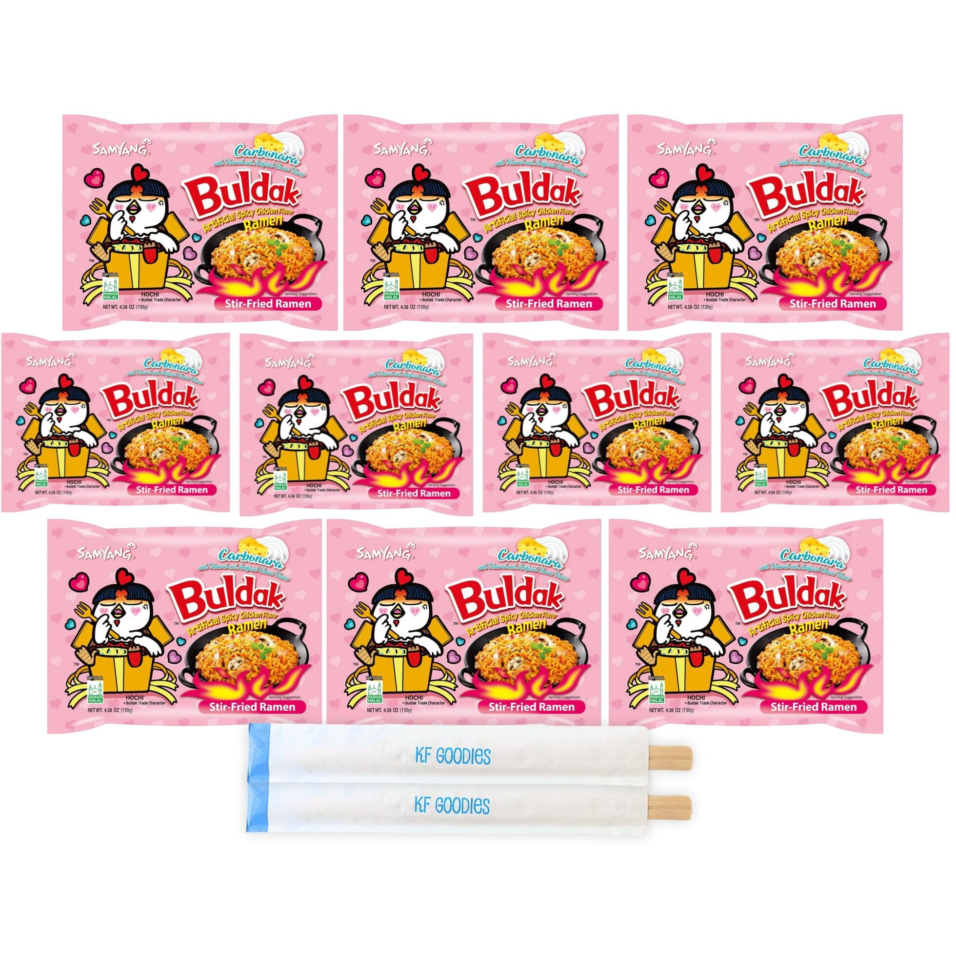 Samyang Buldak Hot Spicy Chicken Ramen Noodle Korean Stir-Fried Ramen, Carbonara Flavor (40, Carbonara)