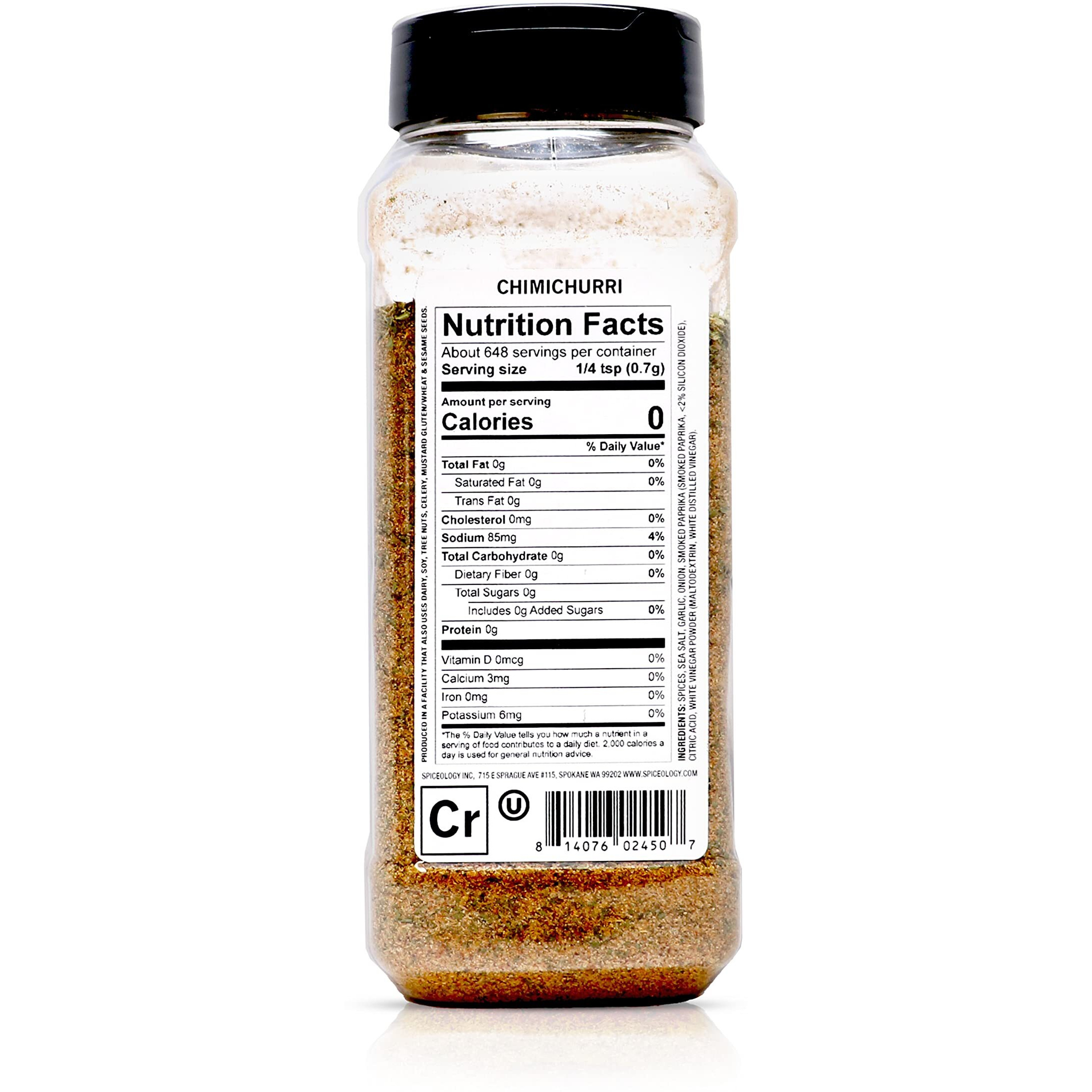 Spiceology - Chimichurri - Use On Pork, Fish, Vegetables, Chicken, Steak - Bbq Rub - Spices And Seasonings - 16 Oz
