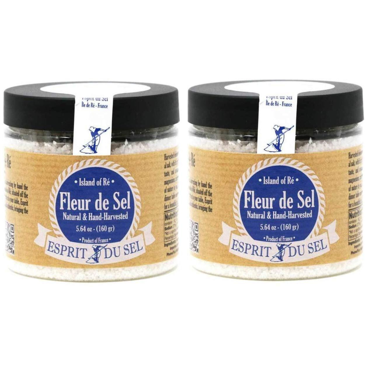 Esprit Du Sel - Fleur De Sel 2 Pack (Two 5.64 Oz Jars) - All Natural Sea Salt - Two Pack Fleur Du Sel (11.28 Total Ounces)
