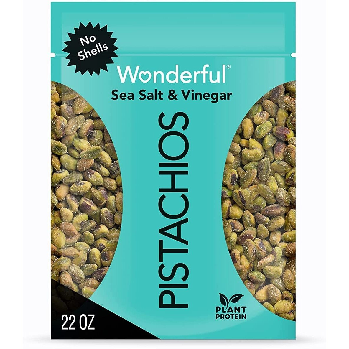 Wonderful Pistachios No Shells, Sea Salt & Vinegar Nuts, 22 Ounce Resealable Bag, Protein Snacks, Gluten Free, Healthy Snack