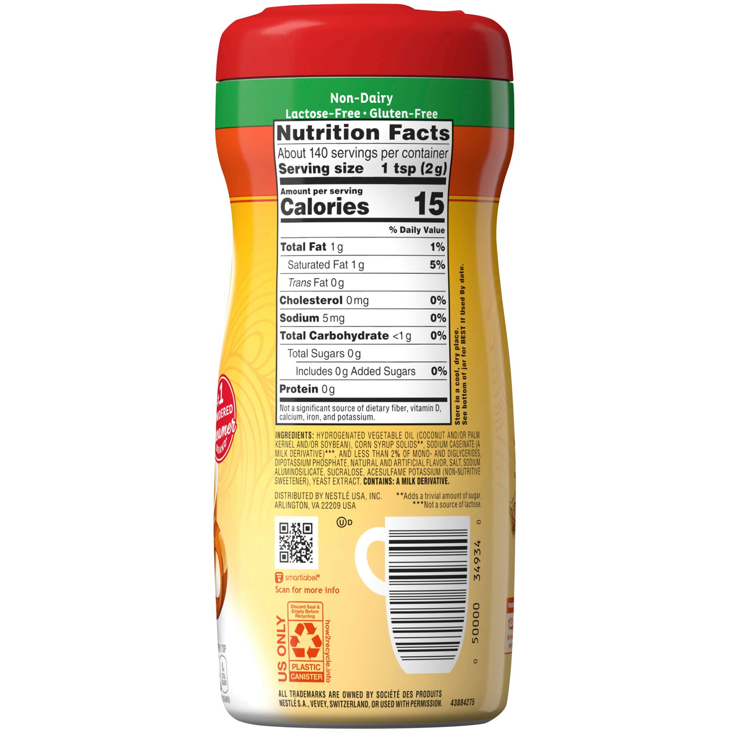 Nestle Coffee Mate Sugar Free Hazelnut Powder Coffee Creamer 10.2 Oz. Canister (Pack Of 6)