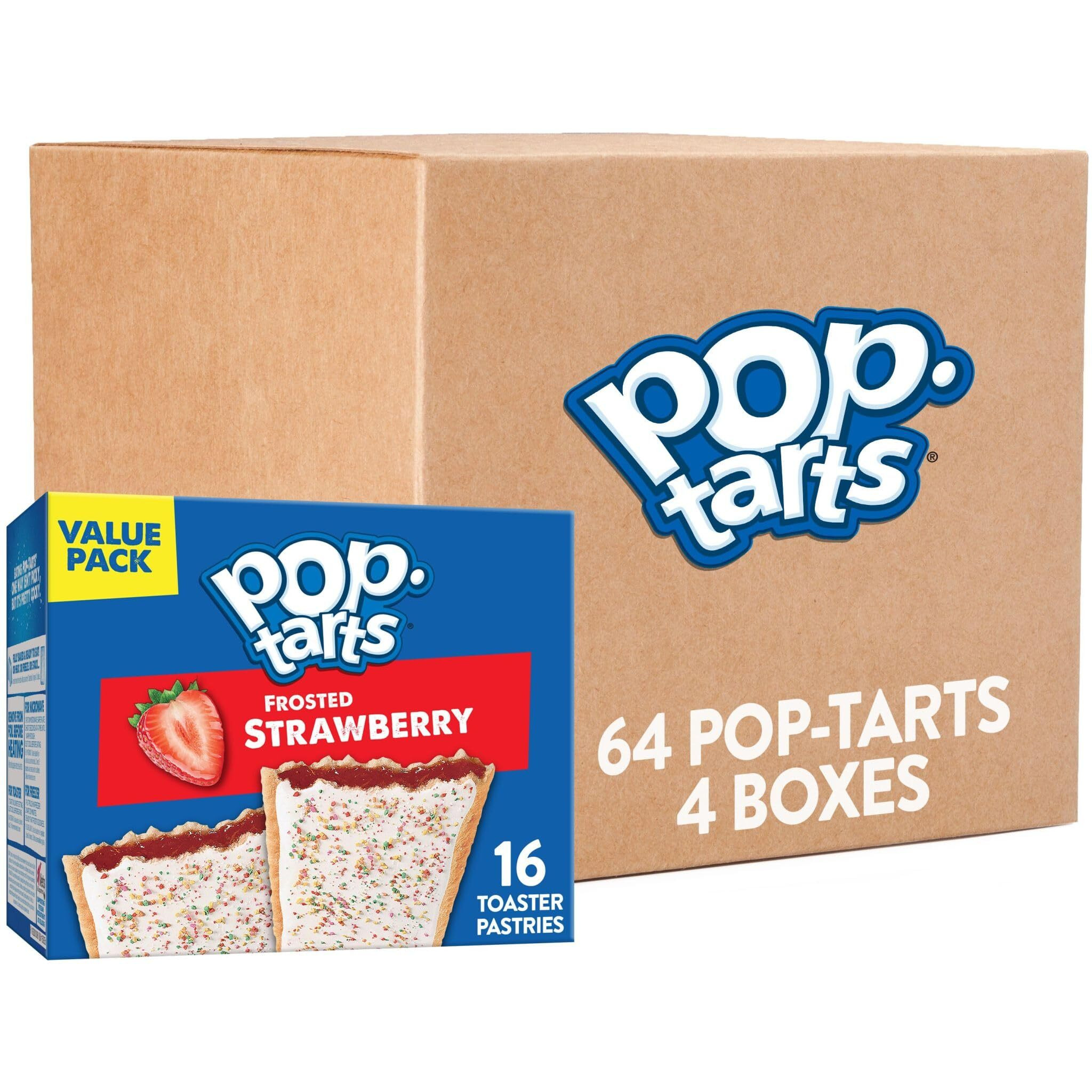 Pop-Tarts Toaster Pastries, Breakfast Foods, Kids Snacks, Value Pack, Frosted Strawberry (64 Pop-Tarts)