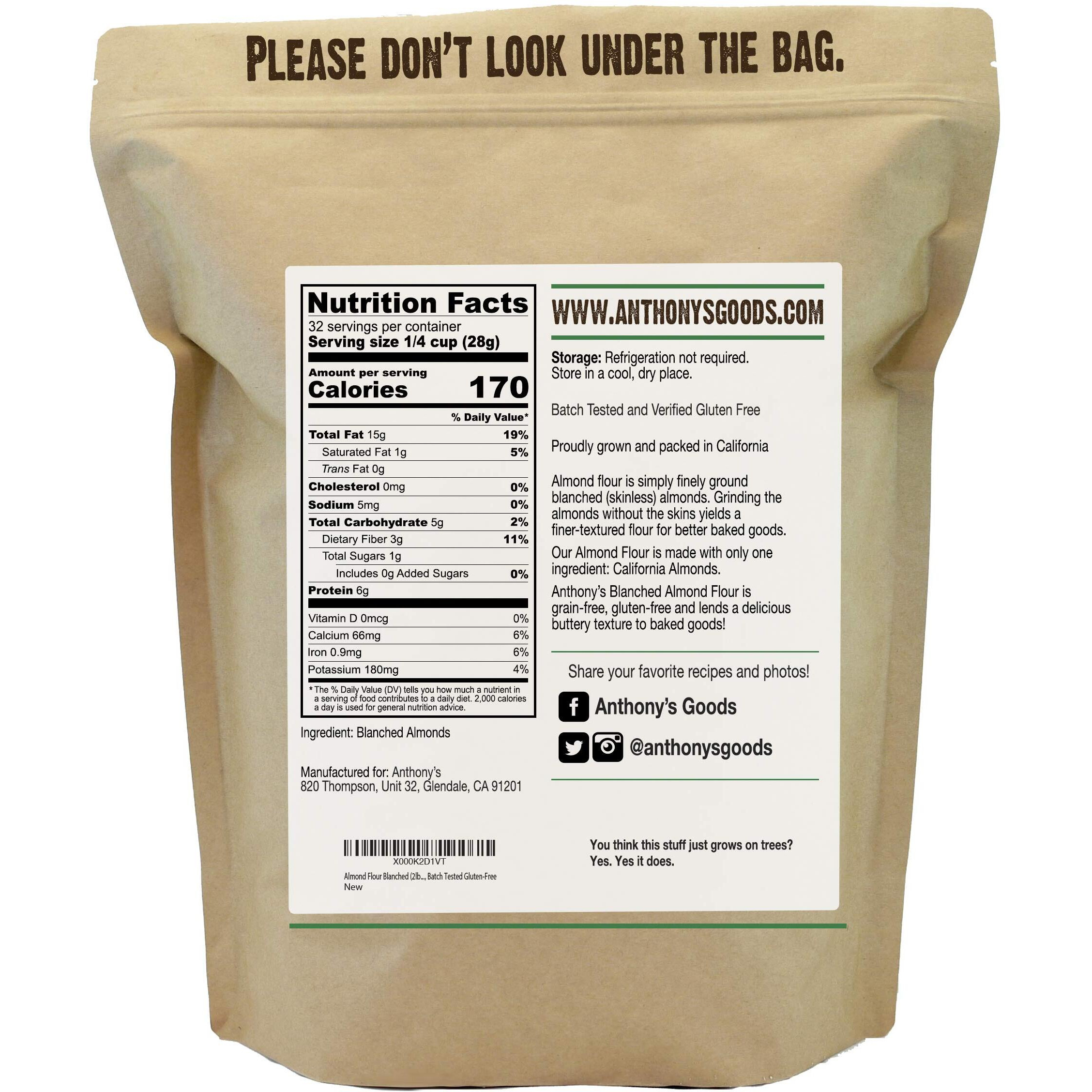 Anthony's Blanched Almond Flour, 2 Lb, Finely Ground, Gluten Free, Non Gmo, Vegan, Keto Friendly