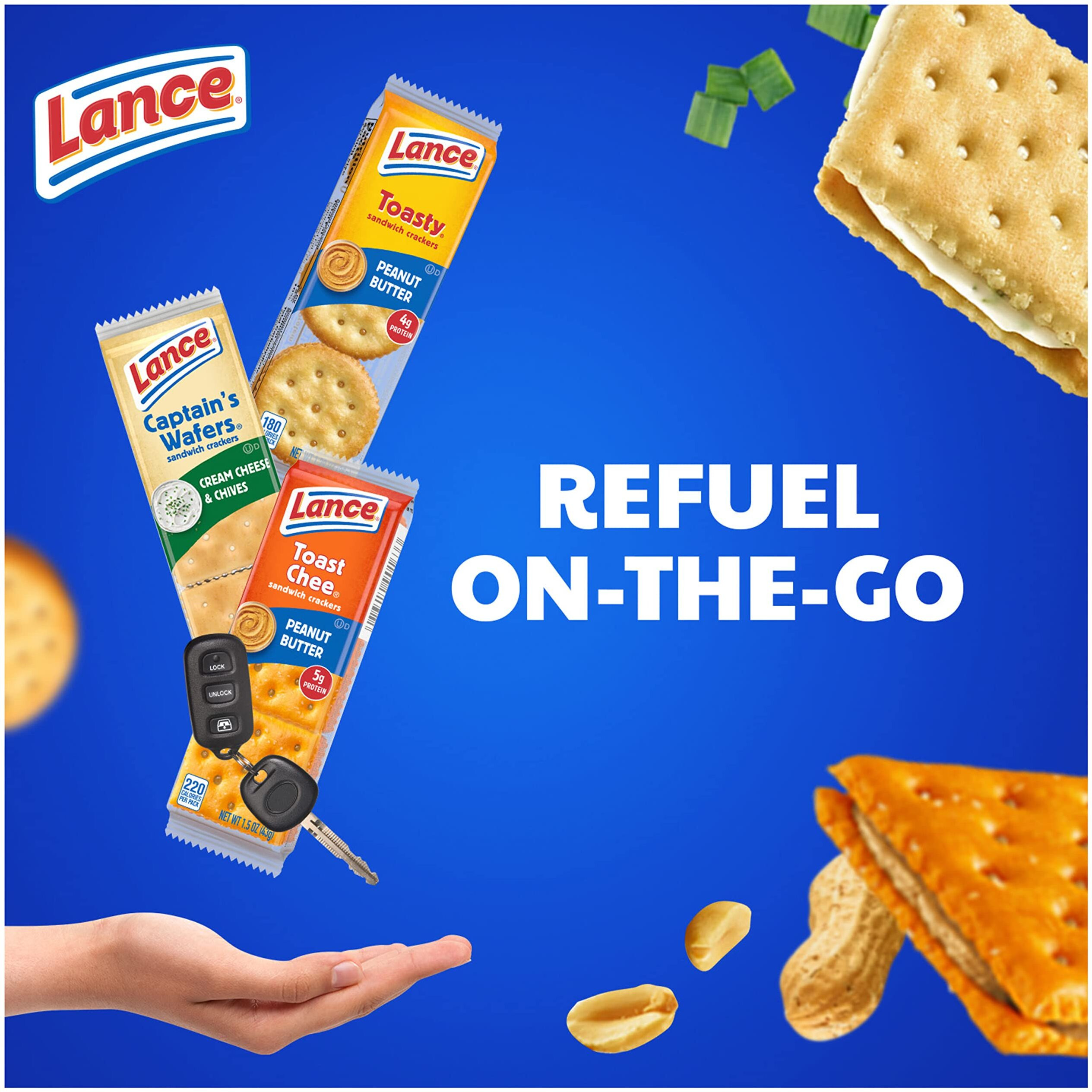 Lance Sandwich Crackers, Variety Pack, 3 Flavors, 20 Individually Wrapped Packs, 6 Sandwiches Each