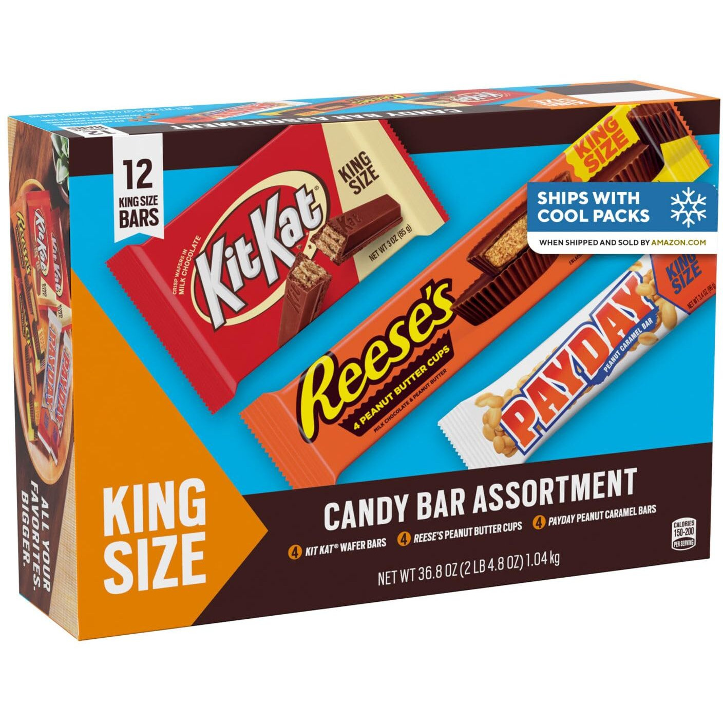 Kit Kat, Payday And Reese's Assorted Flavored King Size, Candy Variety Box, 36.8 Oz