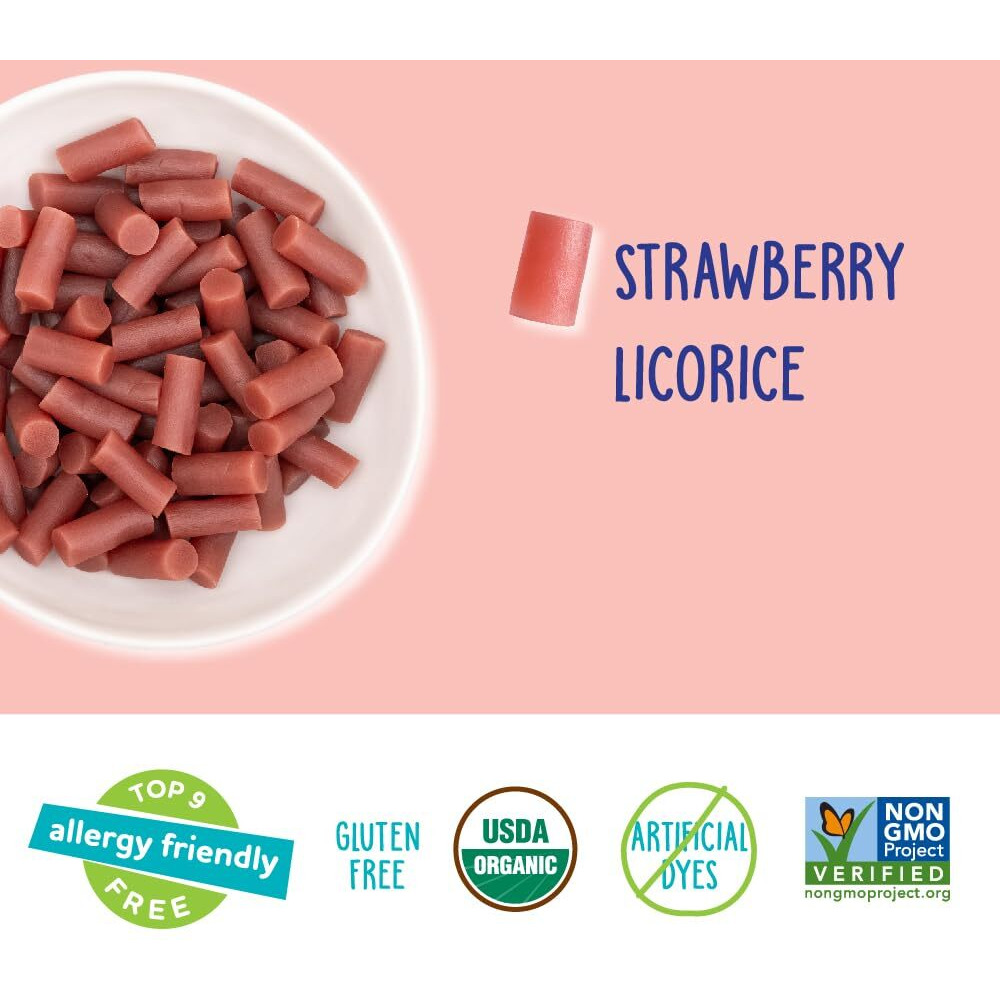 Yumearth Organic Gluten Free Strawberry Licorice Snack Packs - Allergy Friendly, Gluten Free, Non-Gmo, Vegan, No Artificial Flavors Or Dyes - 5 Ounce (Pack Of 6)