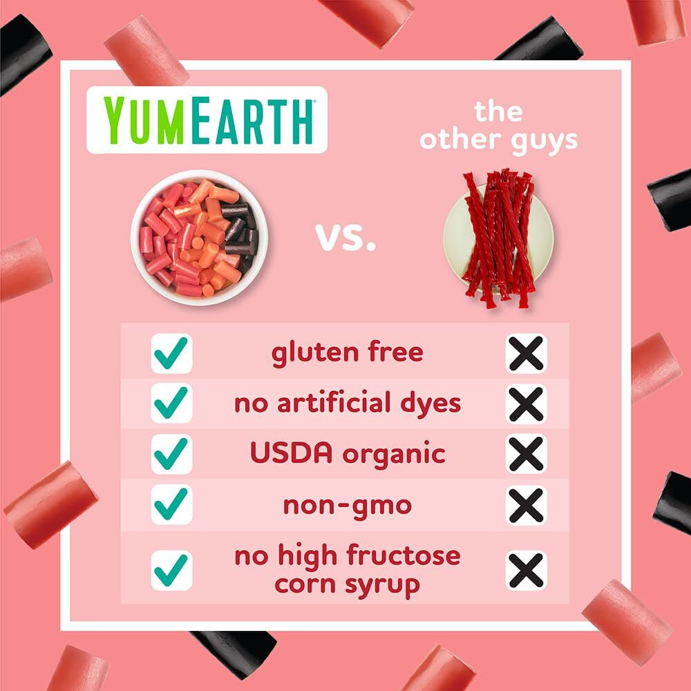Yumearth Organic Gluten Free Strawberry Licorice Snack Packs - Allergy Friendly, Gluten Free, Non-Gmo, Vegan, No Artificial Flavors Or Dyes - 5 Ounce (Pack Of 6)