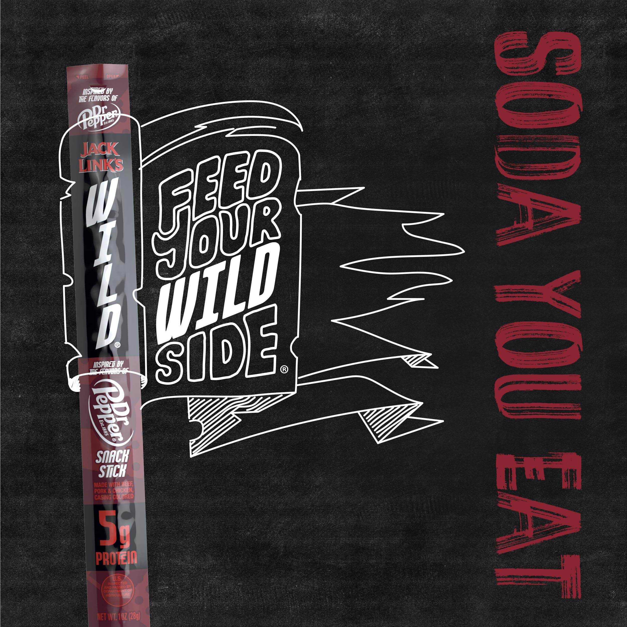 Jack Link's Wild Snack Sticks - Dr. Pepper Inspired Flavors - Individually Wrapped Sticks With 5G Of Protein, Inspired By The Flavors Of Dr. Pepper - 1 Oz. (20 Count)