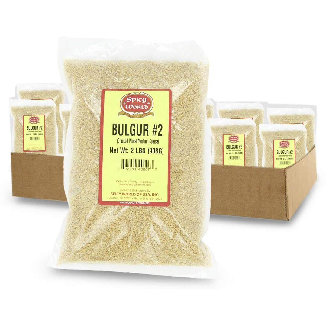 Spicy World Bulgur Cracked Wheat Medium 2 Usa Grown, 2 Lb Bag (32Oz) - Great For Tabbouleh (Pack Of 12)