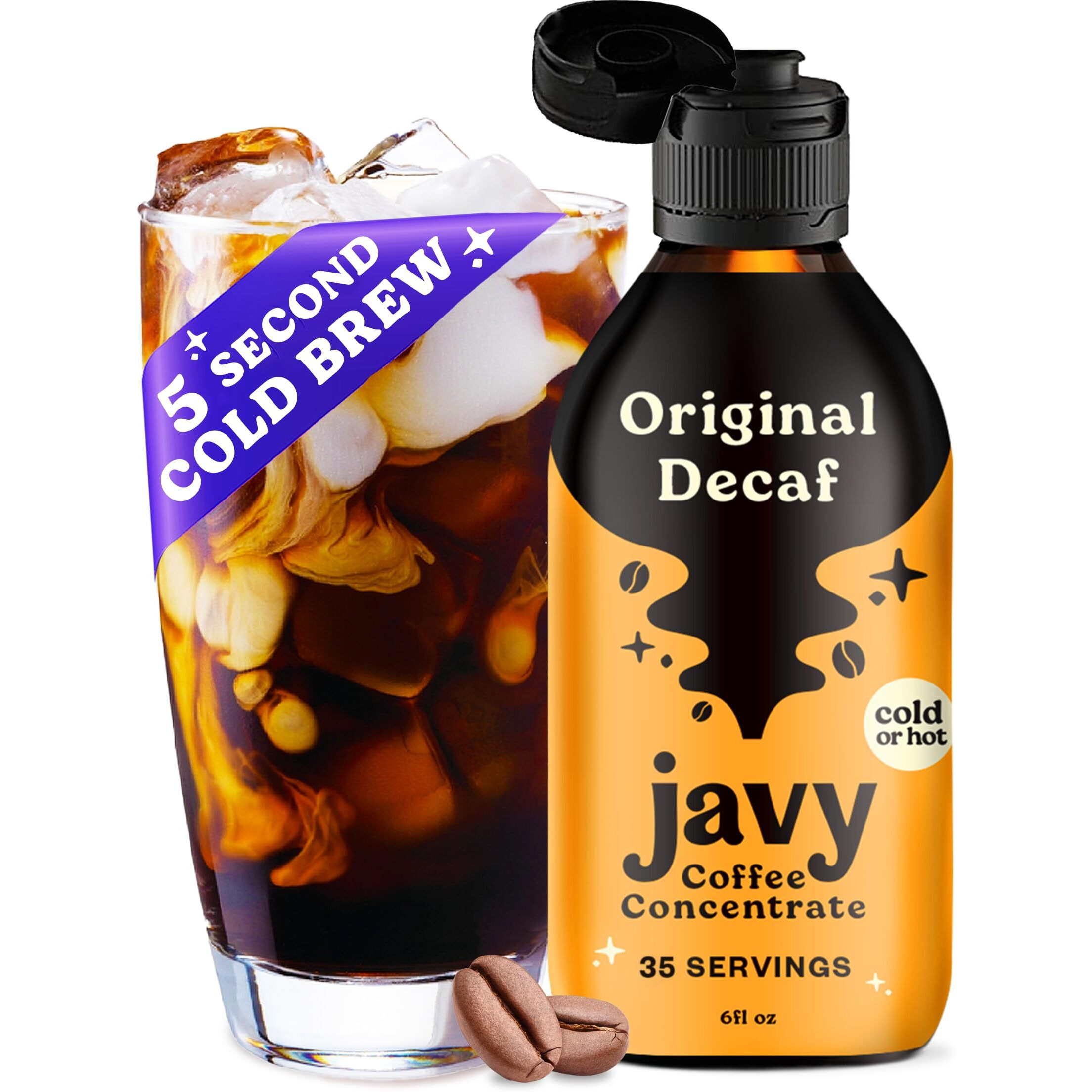 Javy Coffee Concentrate - Cold Brew Coffee, Perfect For Instant Iced Coffee, Cold Brewed Coffee And Hot Coffee, 35 Servings - Original Decaf