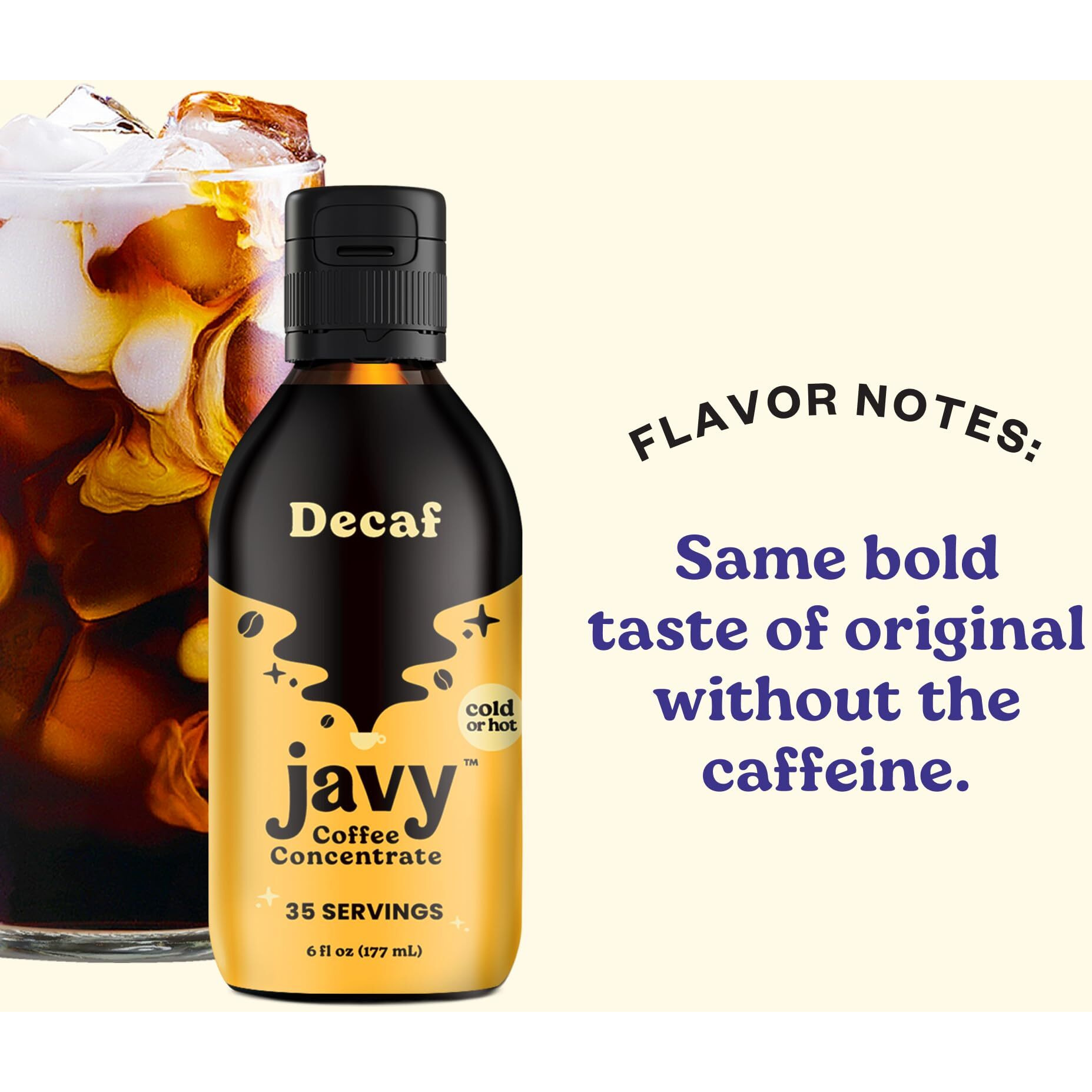 Javy Coffee Concentrate - Cold Brew Coffee, Perfect For Instant Iced Coffee, Cold Brewed Coffee And Hot Coffee, 35 Servings - Original Decaf