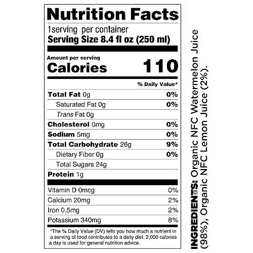 Pomona Organic Juices Pure Watermelon Juice, Cold Pressed Organic Juice, Non-Gmo, No Sugar Added, Not From Concentrate, Gluten Free, Kosher Certified, Preservative Free, 8.4 Ounce (Pack Of 12)