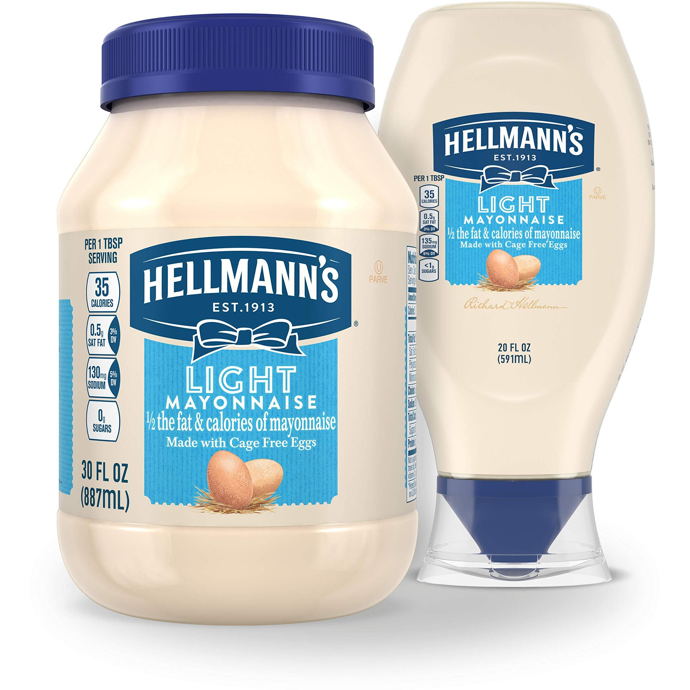 Hellmann's Light Mayonnaise Light Mayo Squeeze Bottle Pack Of 3 For A Creamy Condiment For Sandwiches And Simple Meals Made With 100% Cage-Free Eggs 20 Oz