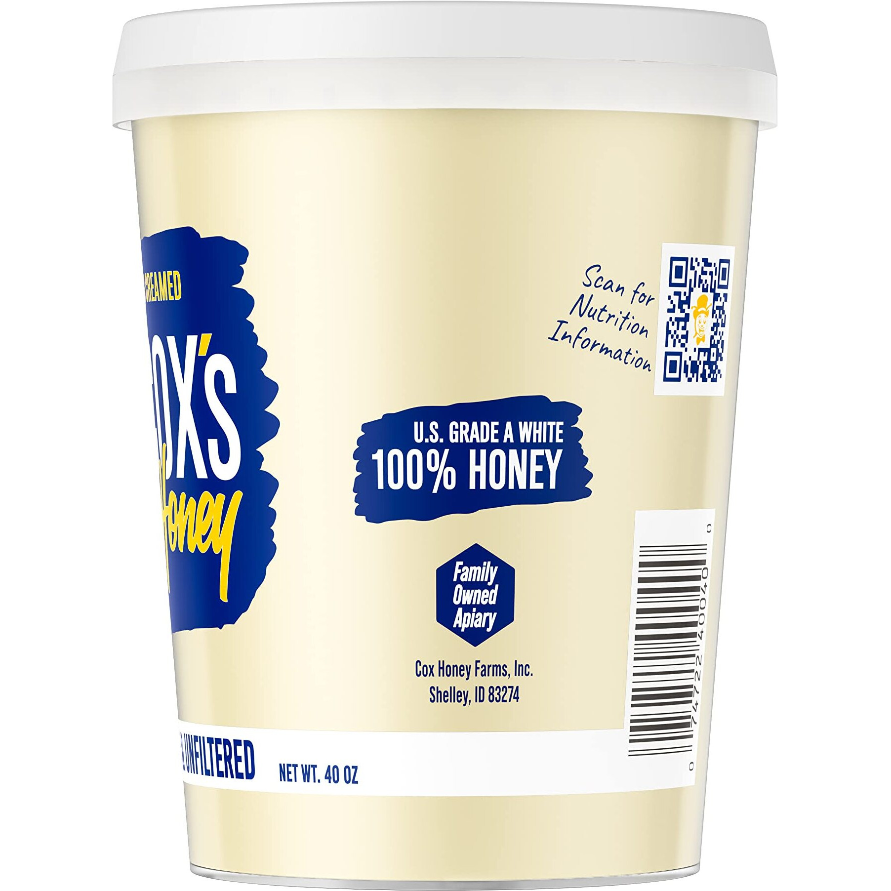 Cox's Honey - Creamed Whipped Honey Raw Unfiltered, 40 Oz | 100% Pure Clover Delicious Honey - Product Of The Usa