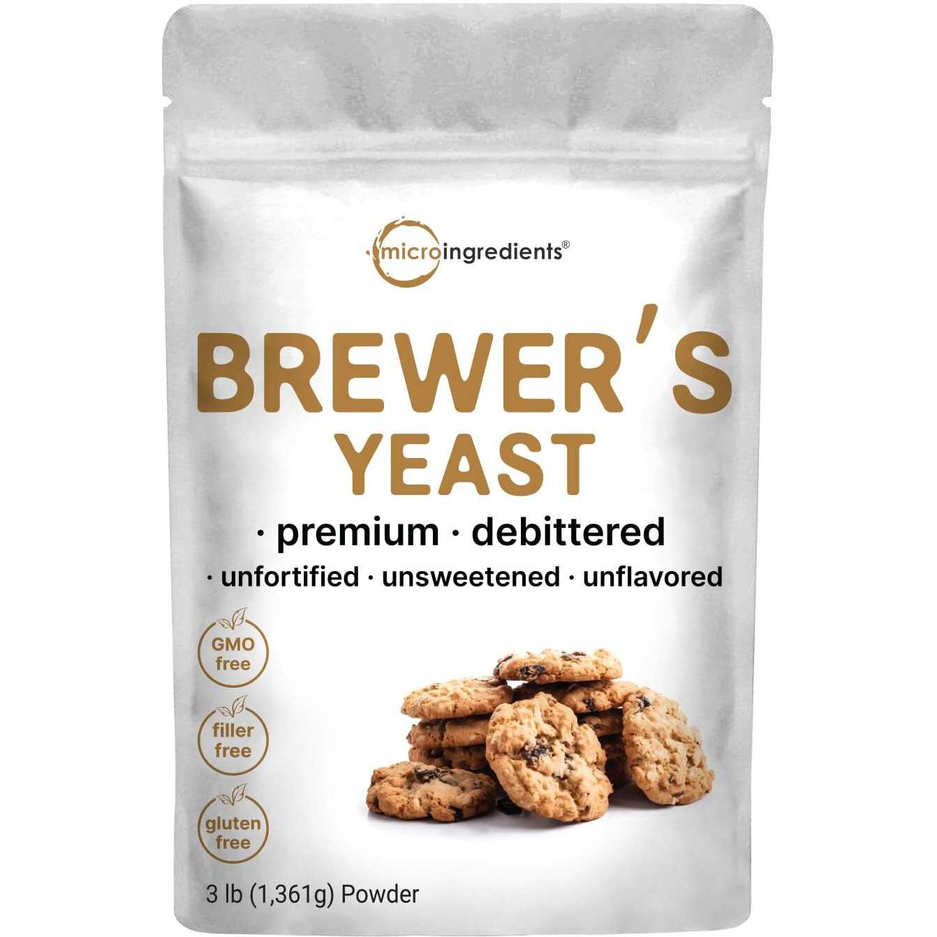 Brewers Yeast Powder For Lactation, 3Lbs (90 Servings) | Debittered Brewers Yeast For Breastfeeding Support | Great For Lactation Cookies & Tea | Rich Vitamin B Complex & Protein Source | Non-Gmo