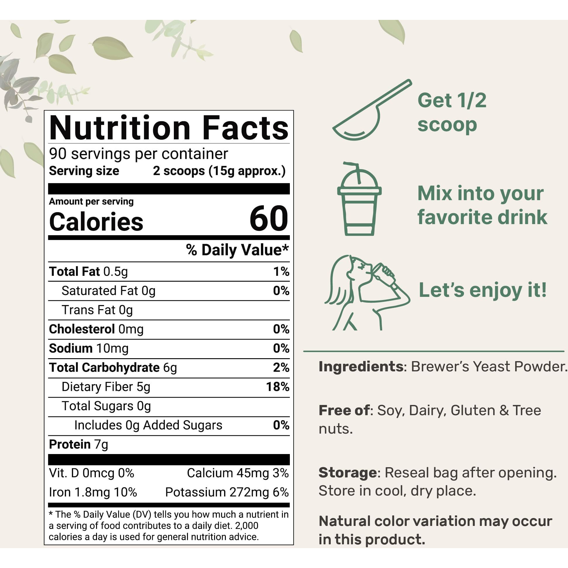 Brewers Yeast Powder For Lactation, 3Lbs (90 Servings) | Debittered Brewers Yeast For Breastfeeding Support | Great For Lactation Cookies & Tea | Rich Vitamin B Complex & Protein Source | Non-Gmo