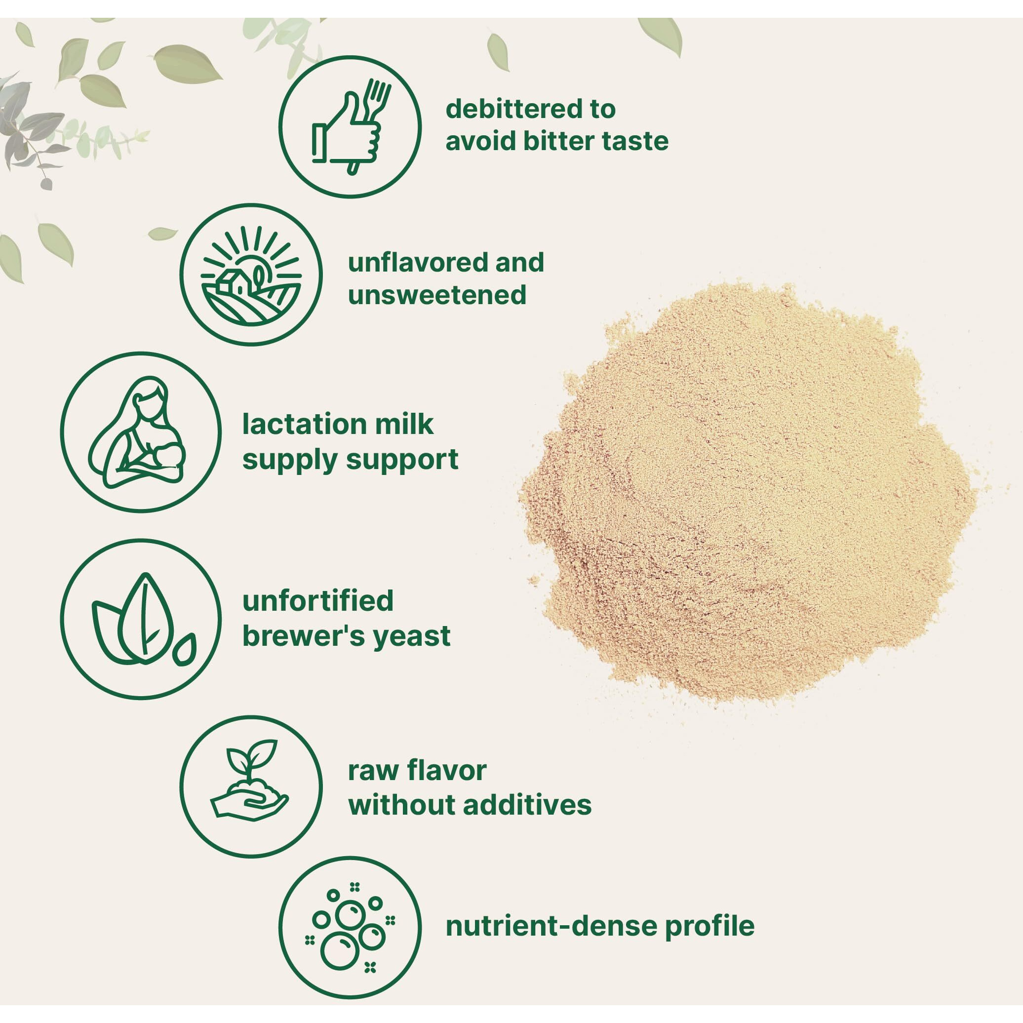 Brewers Yeast Powder For Lactation, 3Lbs (90 Servings) | Debittered Brewers Yeast For Breastfeeding Support | Great For Lactation Cookies & Tea | Rich Vitamin B Complex & Protein Source | Non-Gmo