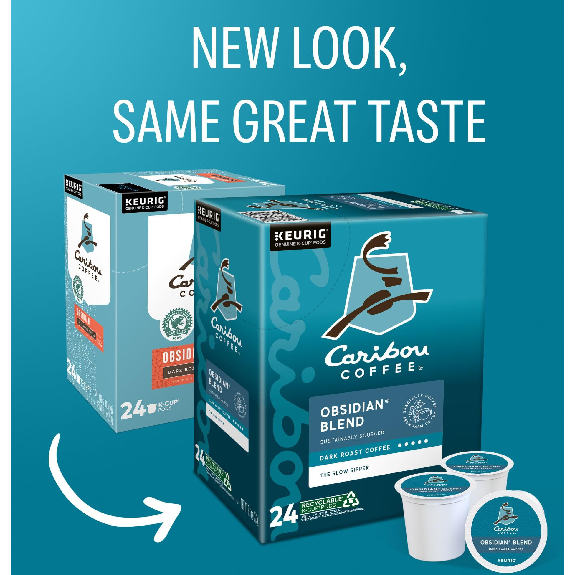 Caribou Coffee Obsidian Keurig Single-Serve K-Cup Pod, Medium Roast Coffee, 96 Count (4 Packs Of 24)