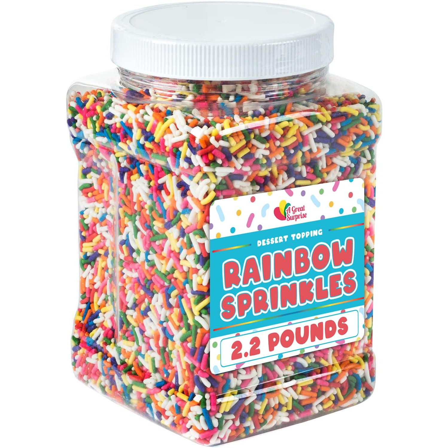Rainbow Sprinkles - 2.2 Pounds - Bulk Rainbow Jimmies For Cookies - Birthday Cake Decorating Sprinkles For Ice Cream, Baking, Cupcakes, Donuts