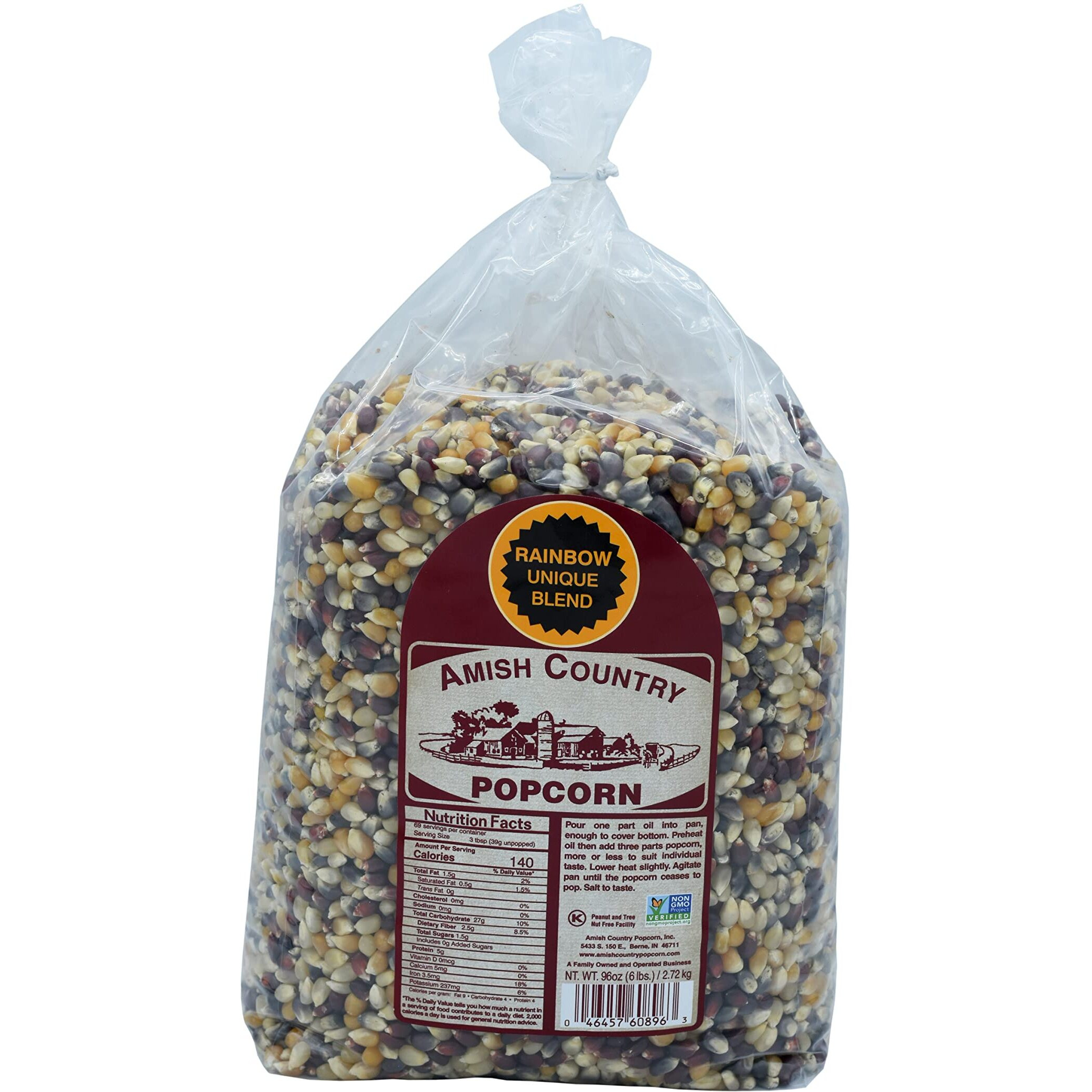 Amish Country Popcorn | 6 Lb Bag | Rainbow Popcorn Kernels | Old Fashioned, Non-Gmo And Gluten Free (Rainbow - 6 Lb Bag)