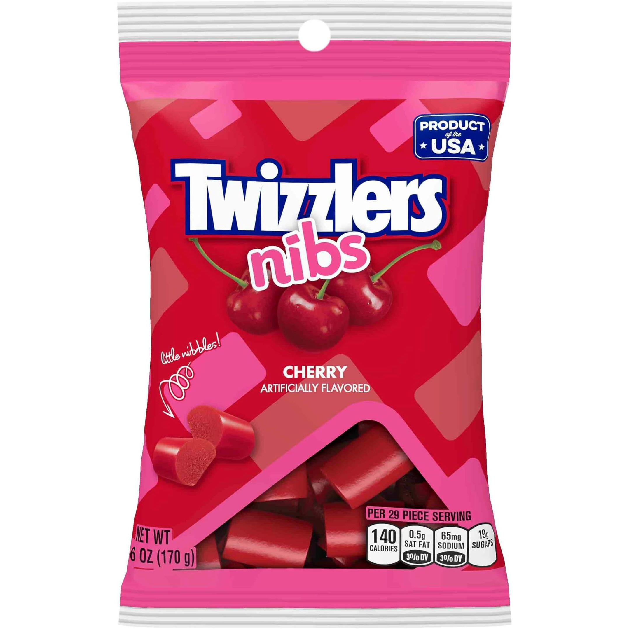 Twizzlers Nibs Cherry Candy Bags, 6 Oz (12 Count)