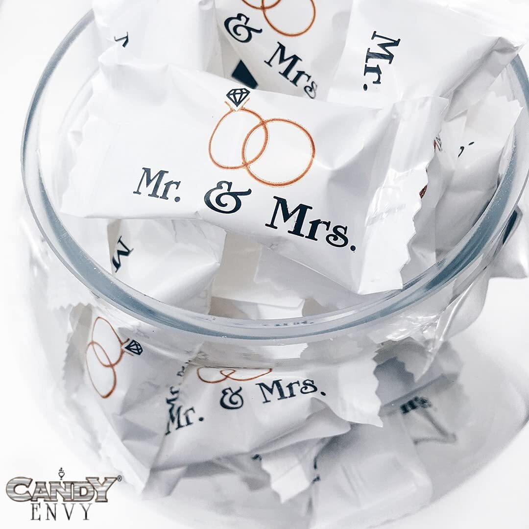 Candy Envy - Mr. And Mrs. Buttermints - 13 Oz. Bag - Approximately 100 Individually Wrapped Mints - Wedding Favors