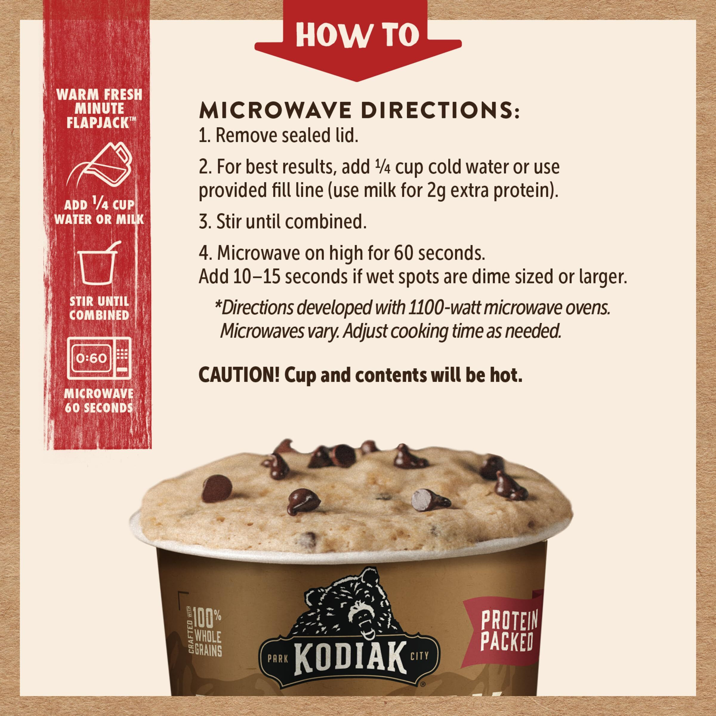 Kodiak Cakes Pancake On The Go, Chocolate Chip & Maple, 2.29 Oz (Pack Of 12)