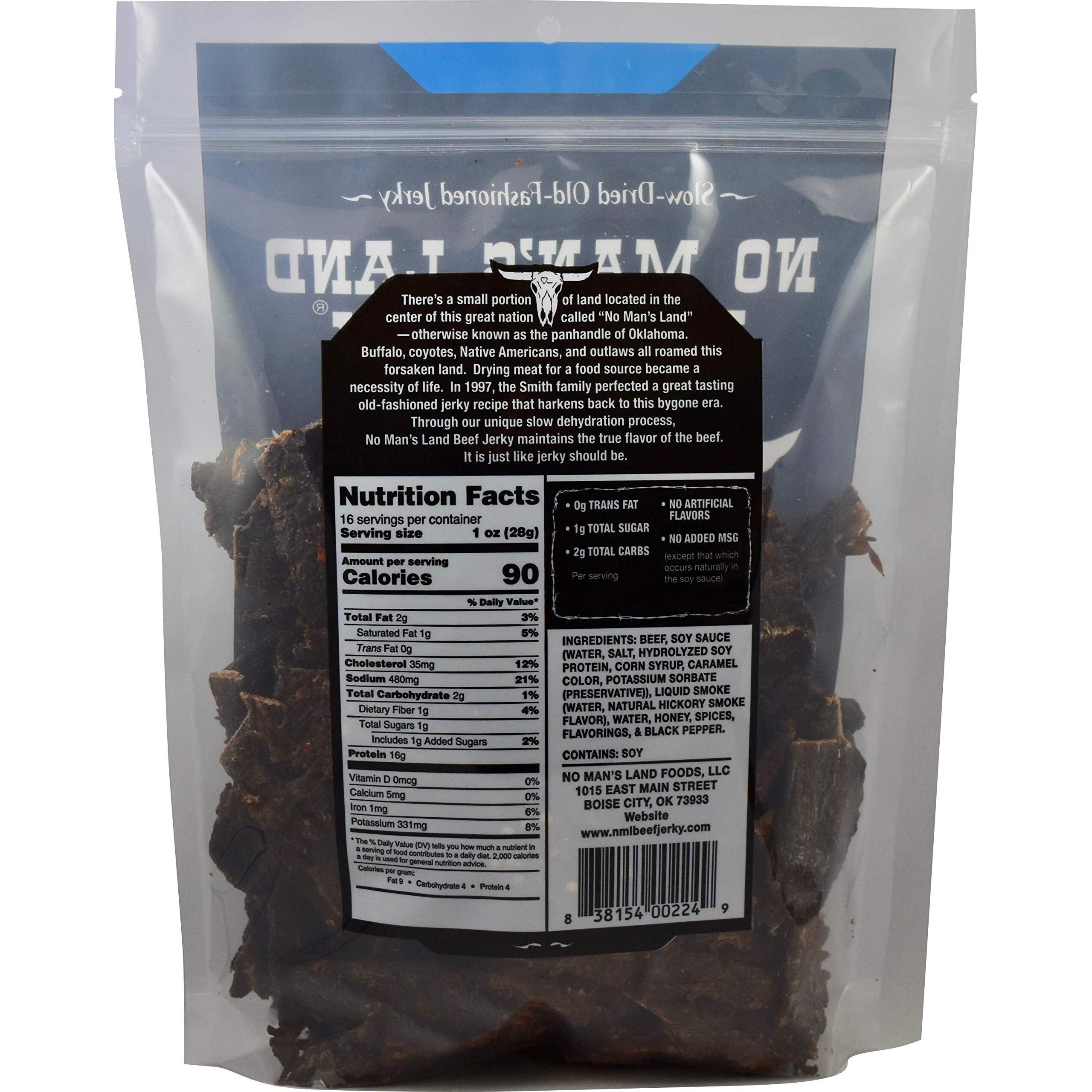 No Mans Land Black Pepper Beef Jerky High Protein Low Calorie Low Carb Beef Snack 16Oz Bag