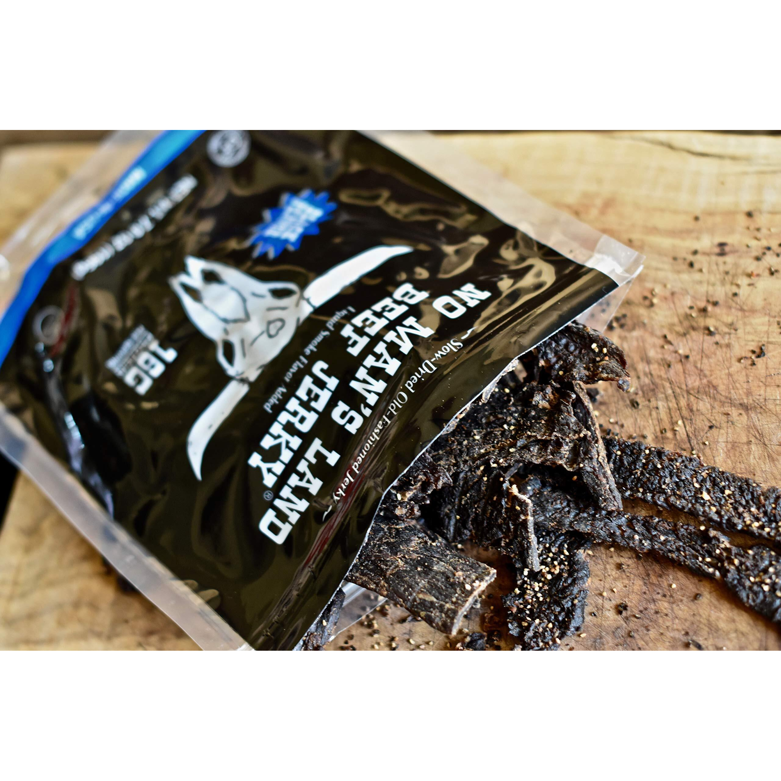 No Mans Land Black Pepper Beef Jerky High Protein Low Calorie Low Carb Beef Snack 16Oz Bag