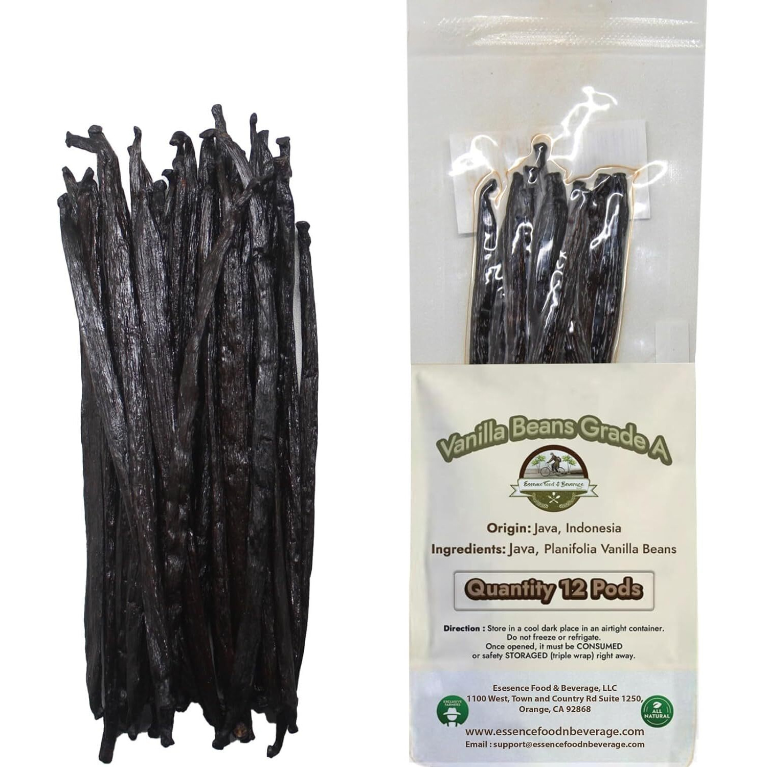 12 Vanilla Beans For Making Vanilla Extract Grade A - Non-Gmo Planifolia Vanilla Beans Bulk, 6-8 Inches Vanilla Beans For Making Vanilla Extract Grade A+