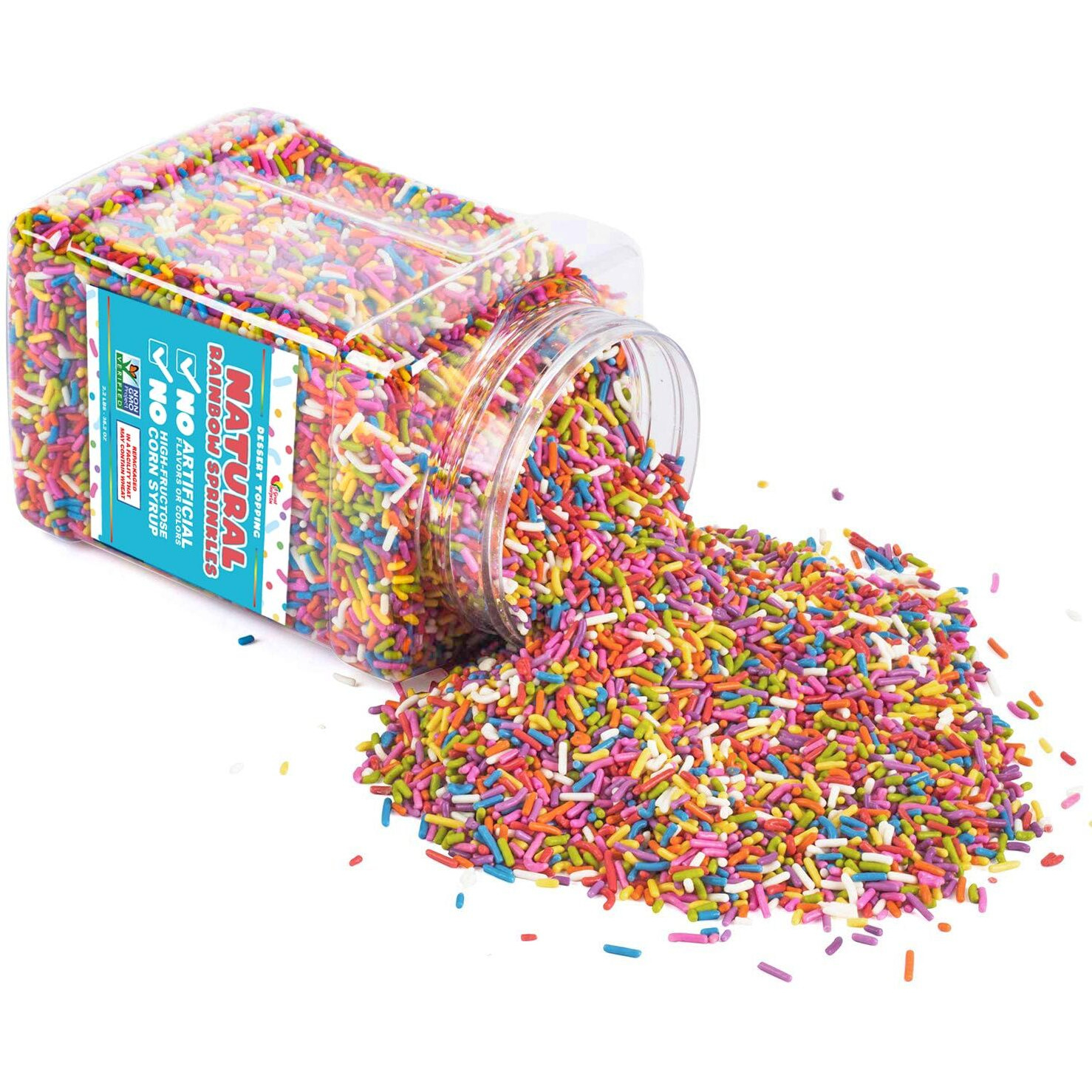 Dye Free Sprinkles - 2.2 Pounds - Rainbow Sprinkles For Ice Cream - Vegan, No Artificial Dyes - Bulk Sprinkles - Non-Gmo Cupcake Sprinkles
