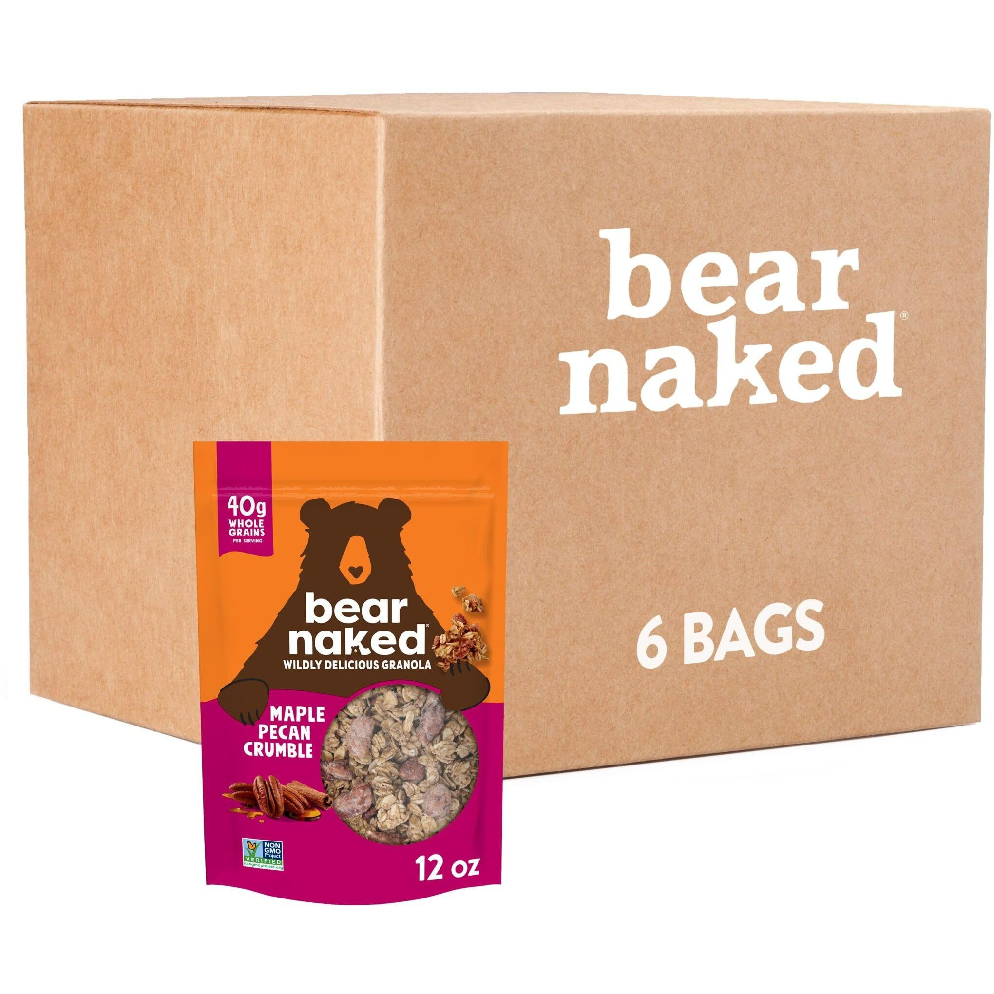 Bear Naked Granola Cereal, Breakfast Snacks, Maple Pecan (6 Bags)