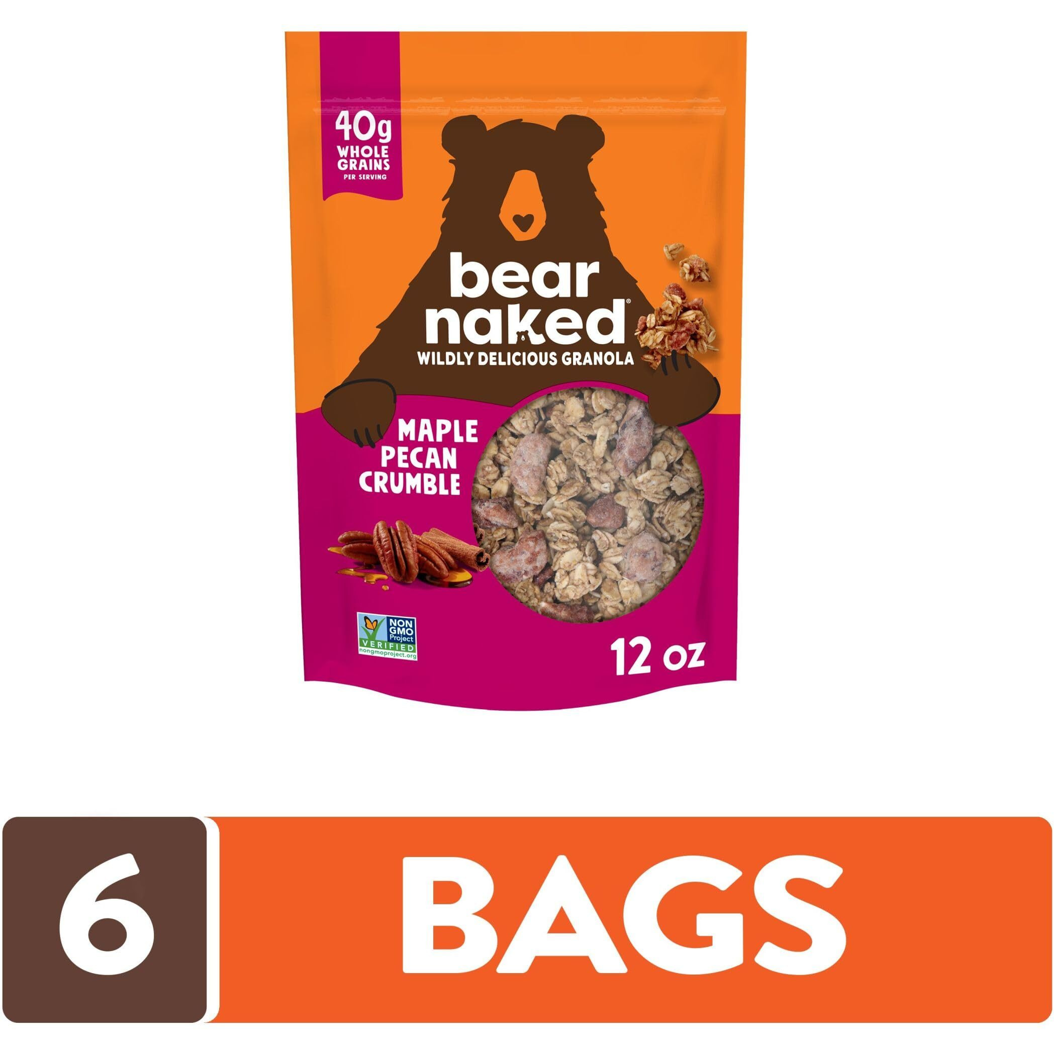 Bear Naked Granola Cereal, Breakfast Snacks, Maple Pecan (6 Bags)