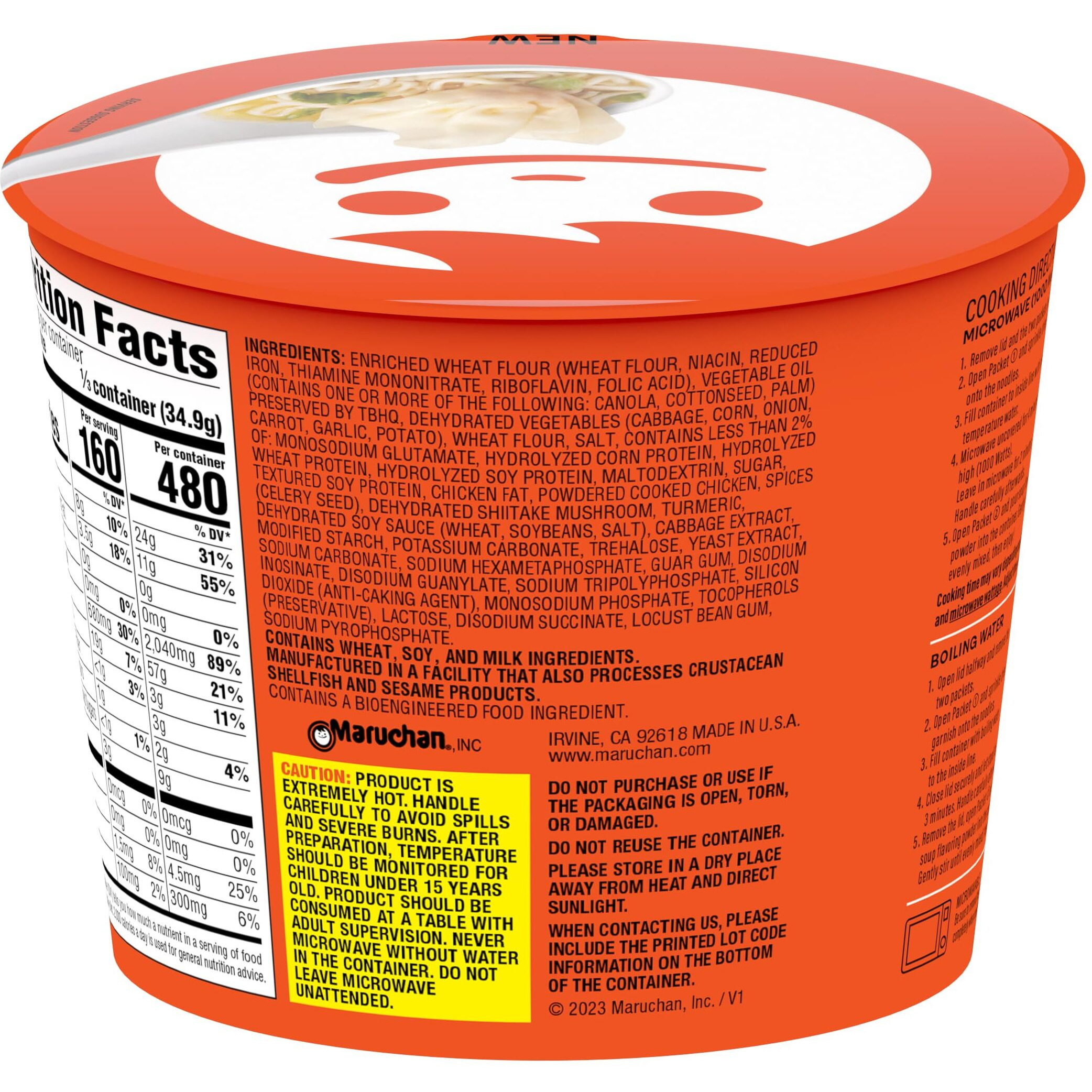 Maruchan Microwavable Wonton Bowl, Chicken Flavor, 3.69 Oz, 6 Count