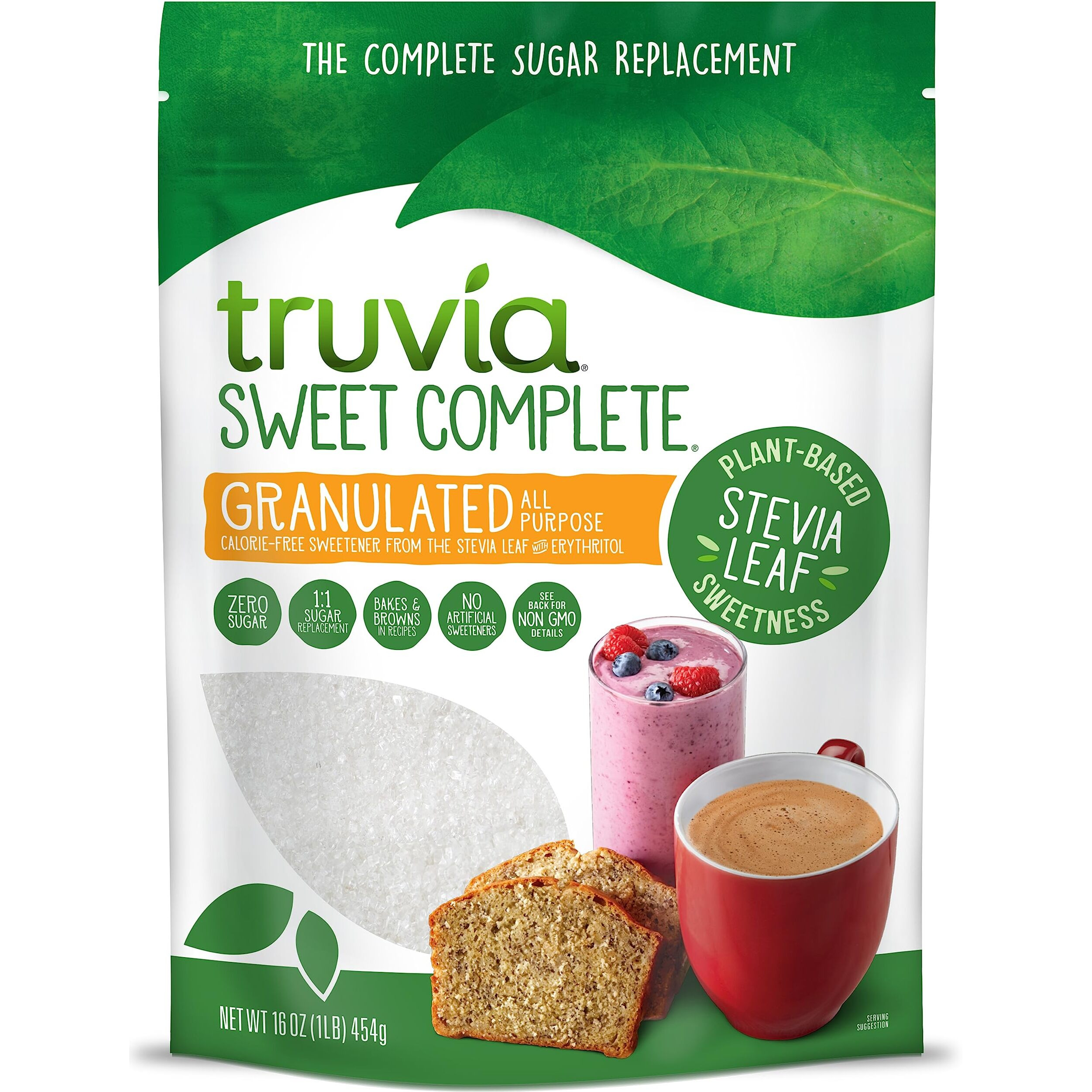 Truvia Sweet Complete Calorie-Free Sweetener From The Stevia Leaf, 16 Oz Bag (8 Pack)