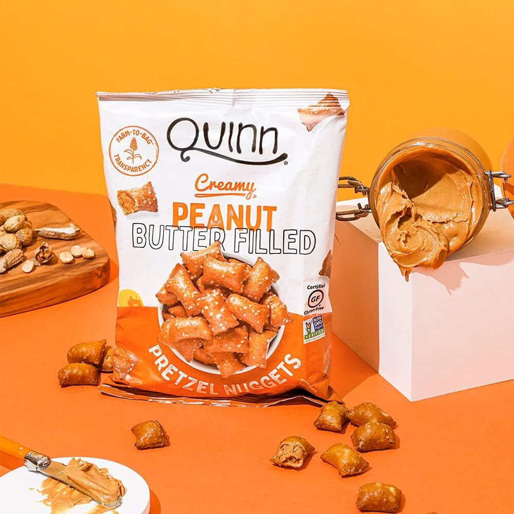 Quinn Creamy Peanut Butter Filled Pretzel Nuggets - Made With Real Ingredients, Whole Grain Sorghum, Sea Salt, Vegan, Gluten Free, Dairy Free, Non-Gmo - 1.5 Oz (Pack Of 14)