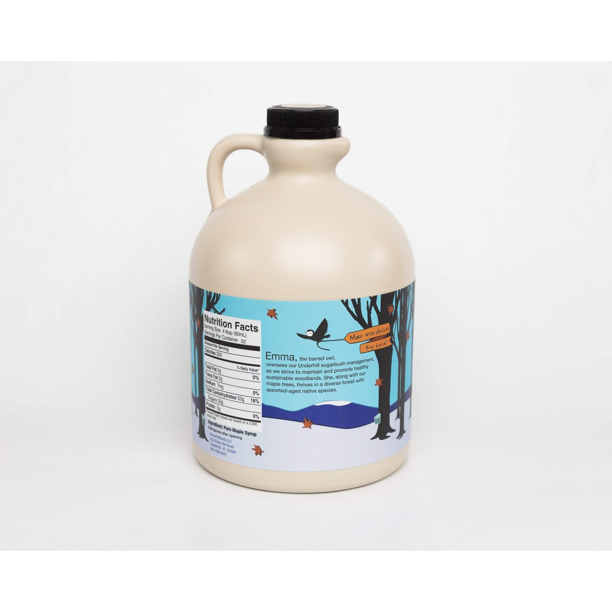 Barred Woods Maple - Half Gallon Jug Organic Pure Vermont Maple Syrup 64 Oz - Grade A Amber Rich