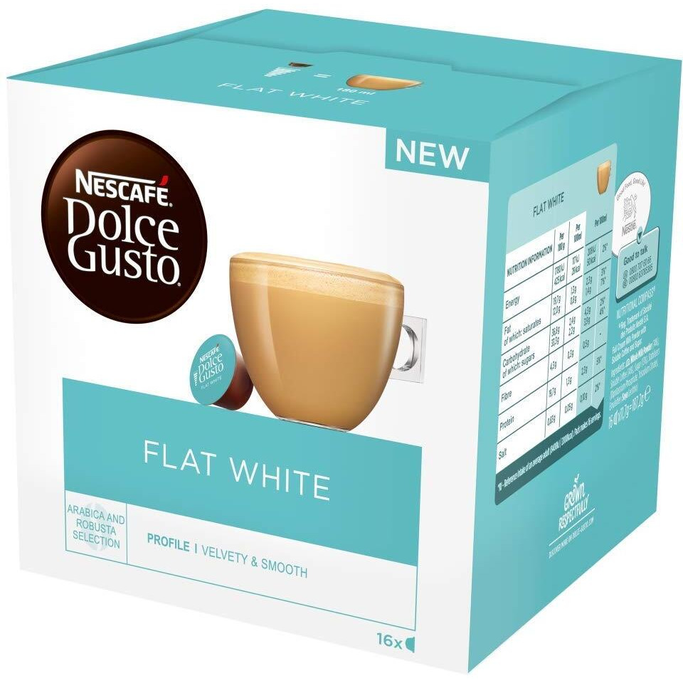 Nescaf   Dolce Gusto Flat White Coffee Pods, 16 Capsules (Pack Of 3 - Total 48 Capsules, 48 Servings)