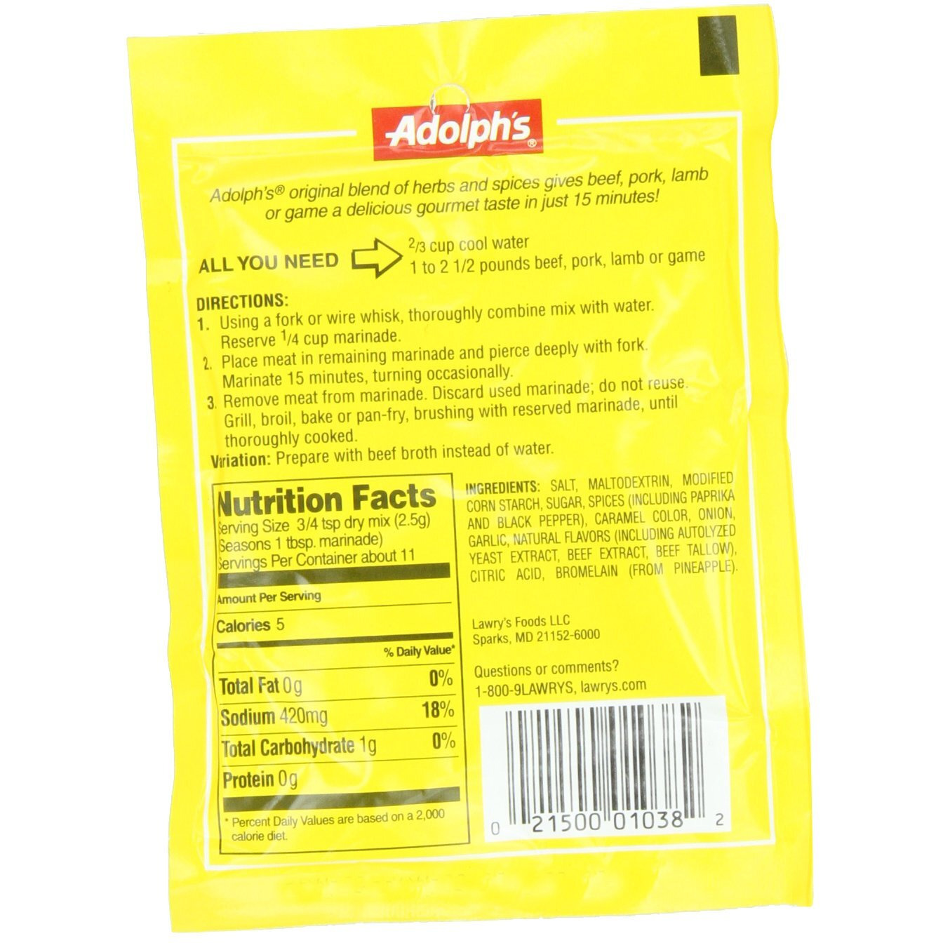 Adolph Original Meat Tenderizing Marinade, 1-Ounce (Pack Of 8)