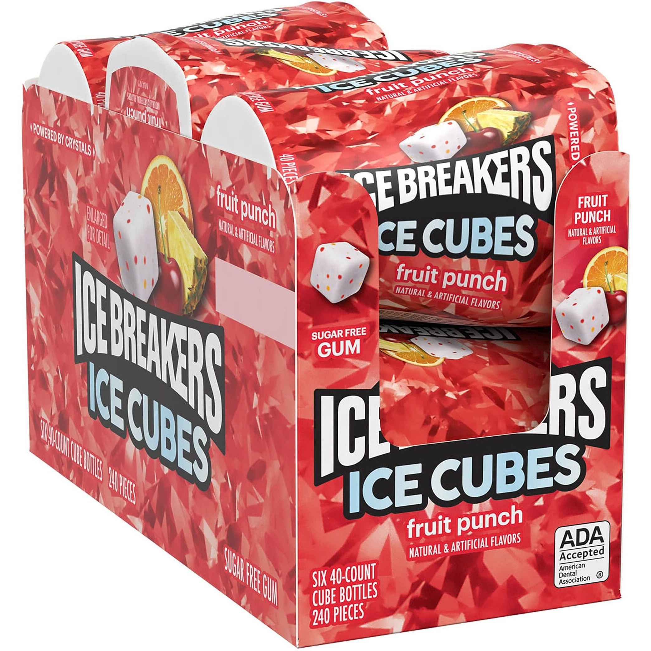 Ice Breakers Ice Cubes Fruit Punch Sugar Free Chewing Gum Bottles, 3.24 Oz (6 Count, 40 Pieces)