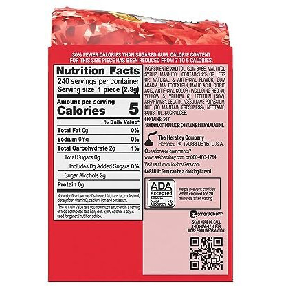 Ice Breakers Ice Cubes Fruit Punch Sugar Free Chewing Gum Bottles, 3.24 Oz (6 Count, 40 Pieces)