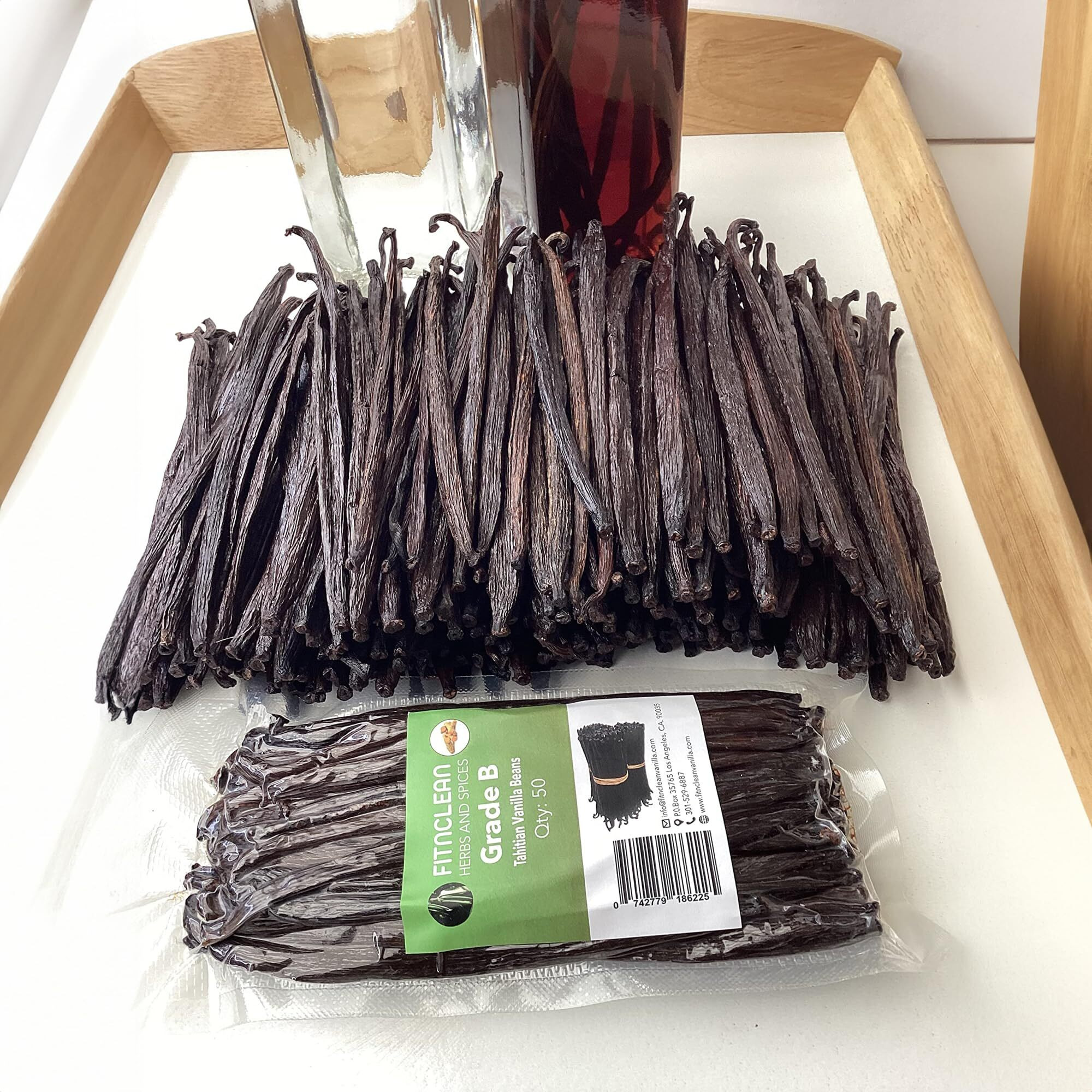 50 Tahitian Vanilla Beans Grade B For Extract, Cooking And Baking By Fitnclean Vanilla| Fresh 5""-6"" Non-Gmo Whole Natural Raw Pods