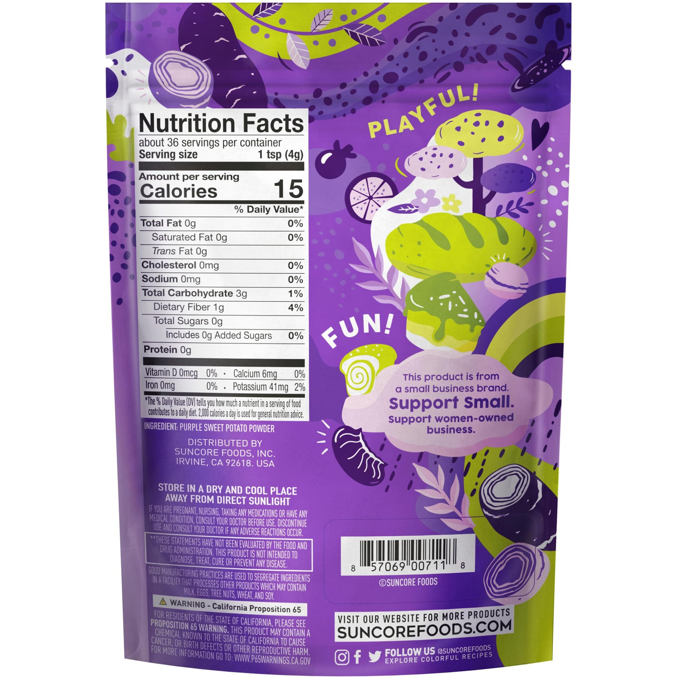 Suncore Foods Purple Sweet Potato Powder, Purple Food Coloring Powder, Gluten-Free, Non-Gmo, 5Oz (1 Pack)