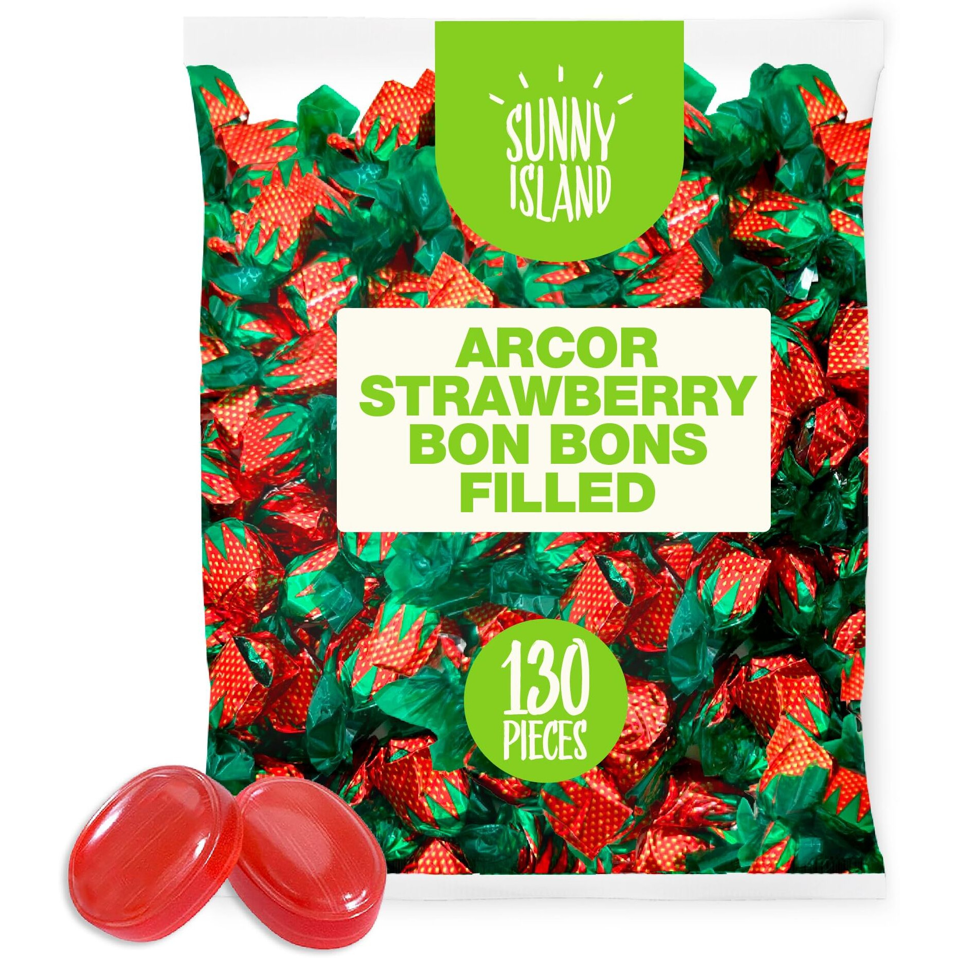 Arcor Strawberry Bon Bons Filled Hard Candy Bulk, 2 Pound Bag